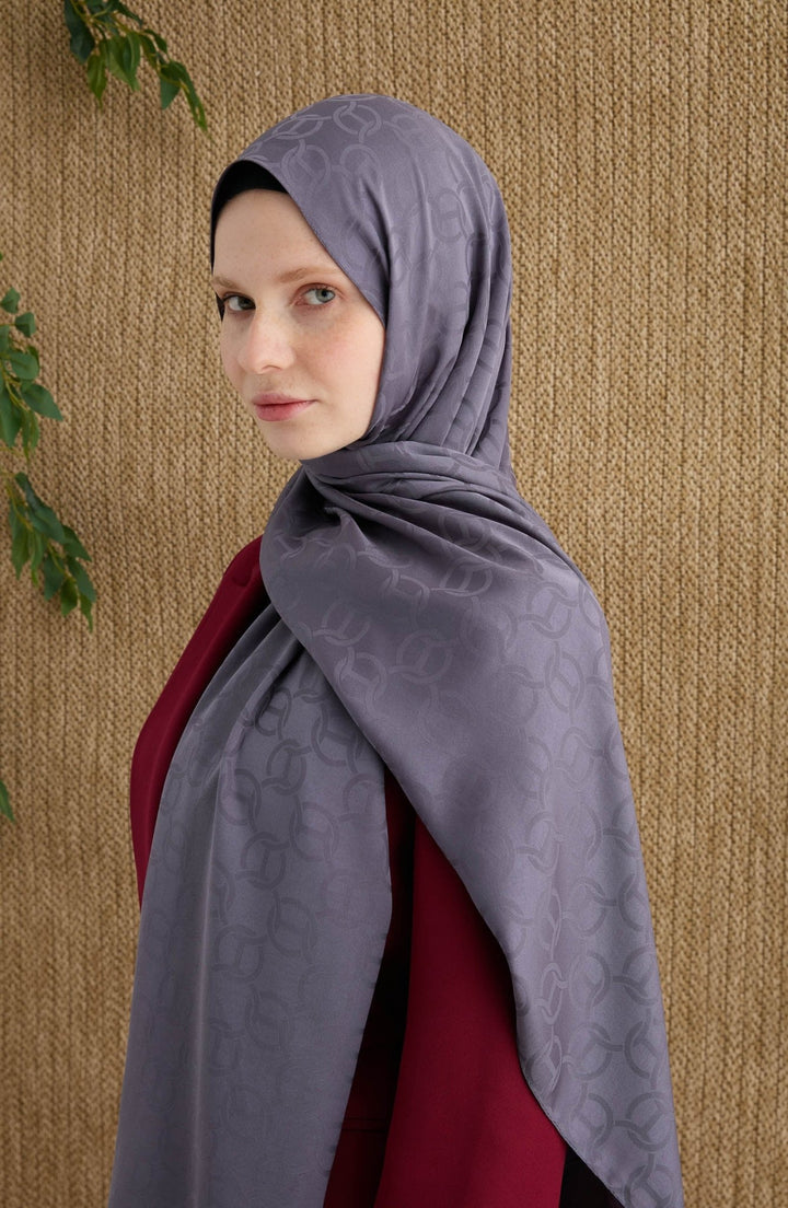 Ring Antrasit Jakarlı Şal - Fatma Atasoy