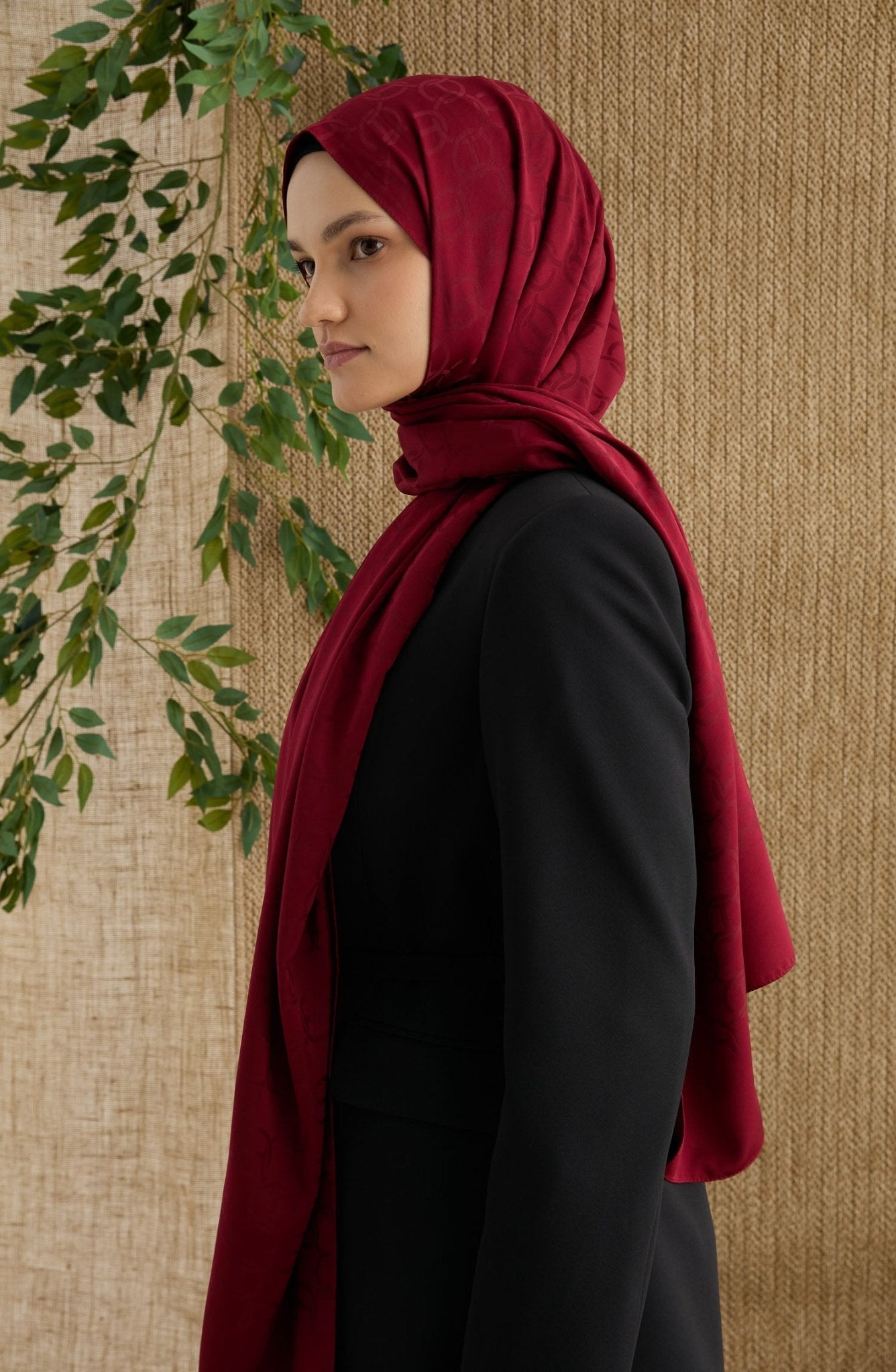 Ring Bordo Jakarlı Şal - Fatma Atasoy