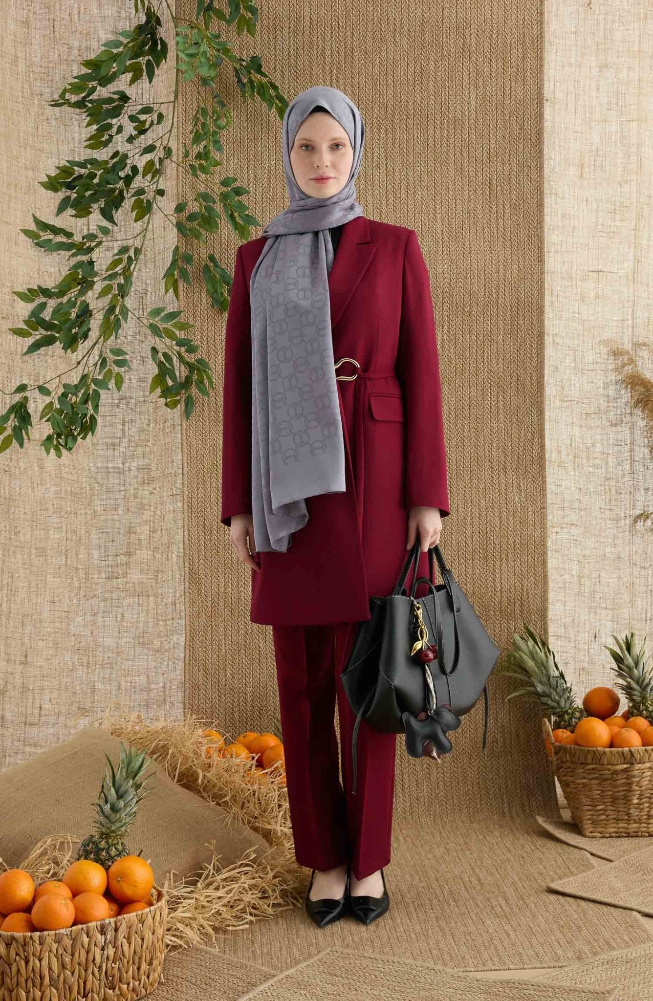 Ring Gri Jakarlı Şal - Fatma Atasoy