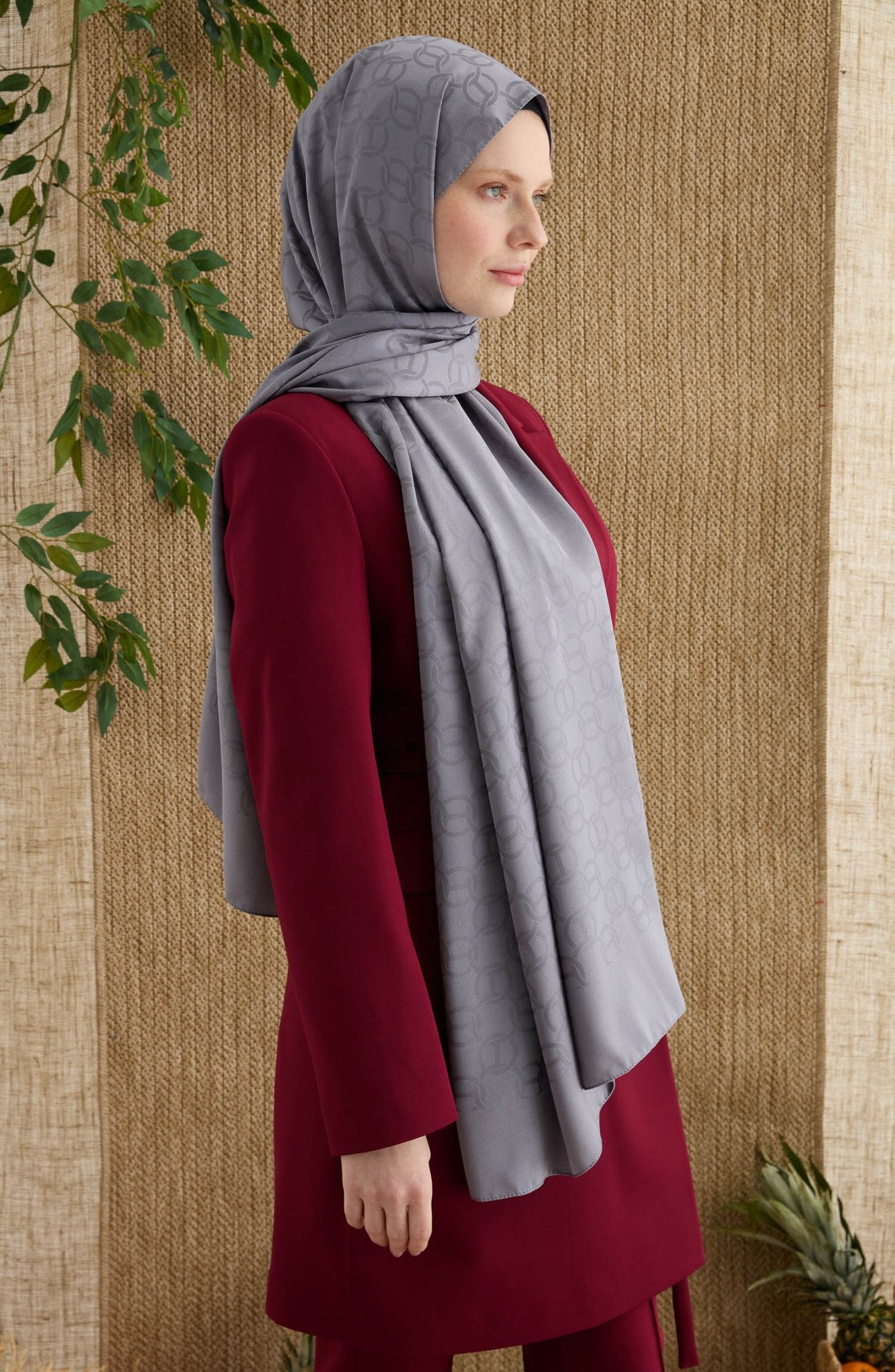 Ring Gri Jakarlı Şal - Fatma Atasoy