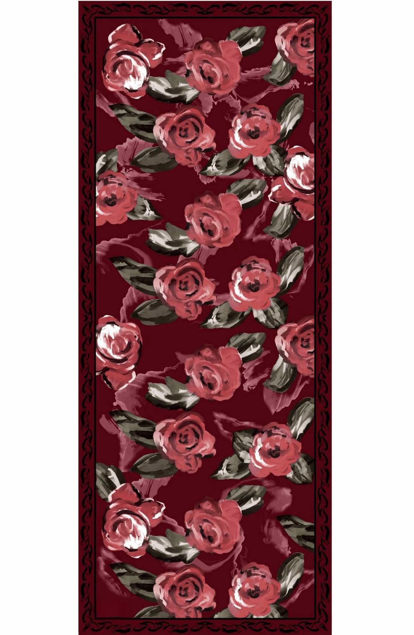 Rose Desenli Bordo Crash Şal - Fatma Atasoy