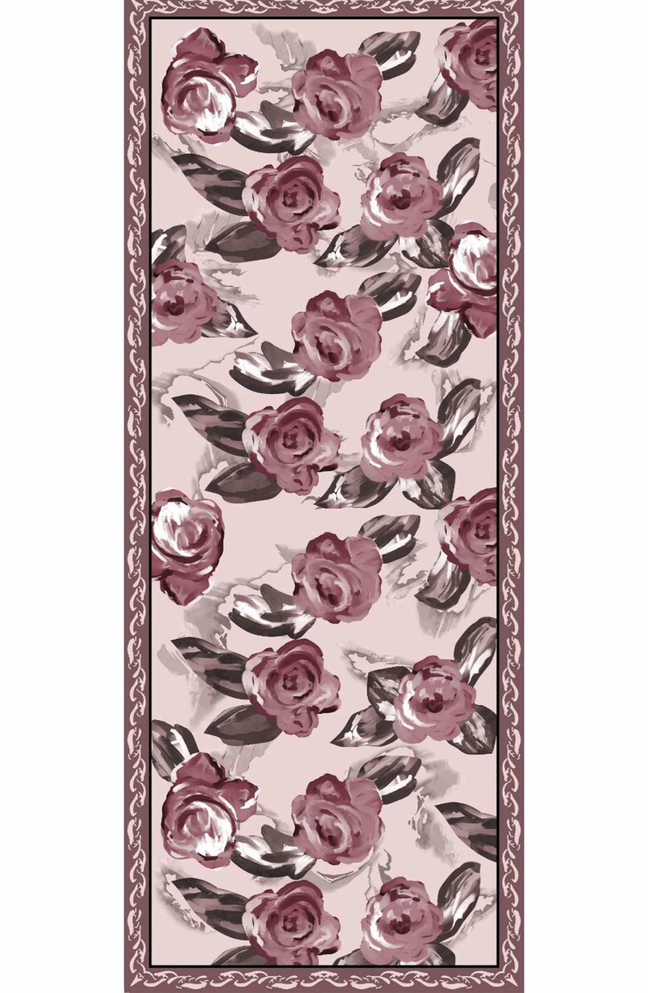 Rose Desenli Soft Pembe Crash Şal - Fatma Atasoy