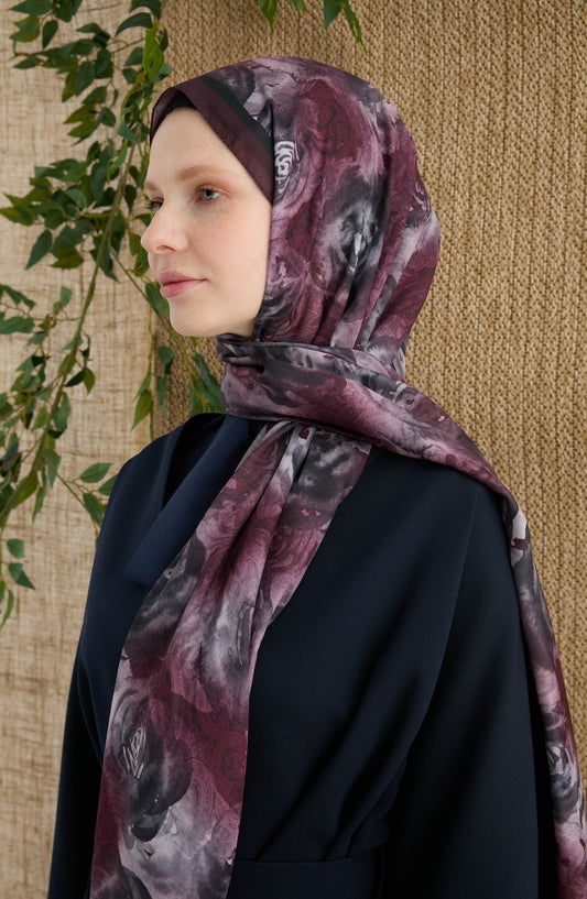 Rose Vişne Desenli Şal - Fatma Atasoy