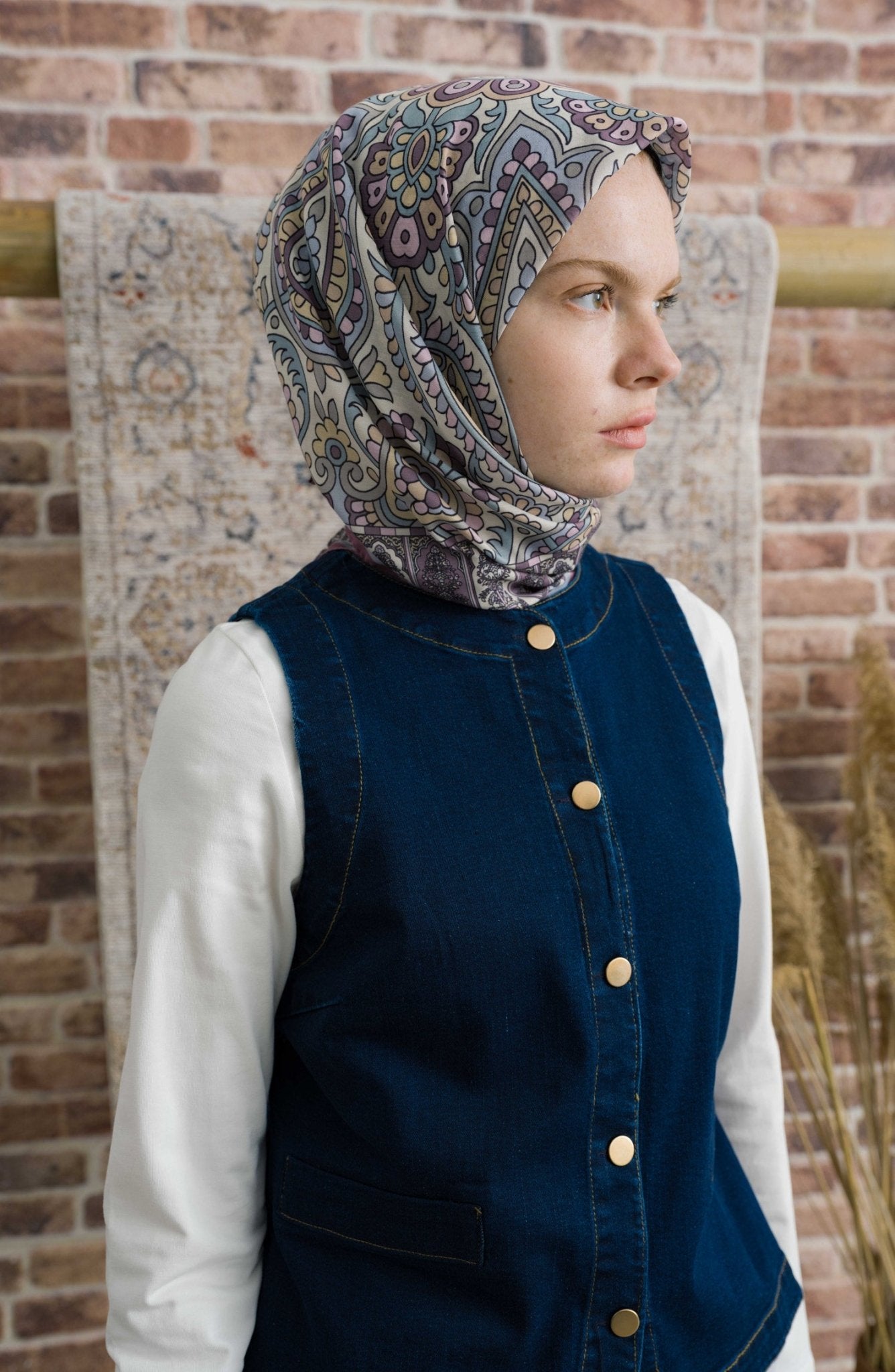 Royadia Soft Pembe Etnik Desenli Eşarp - Fatma Atasoy
