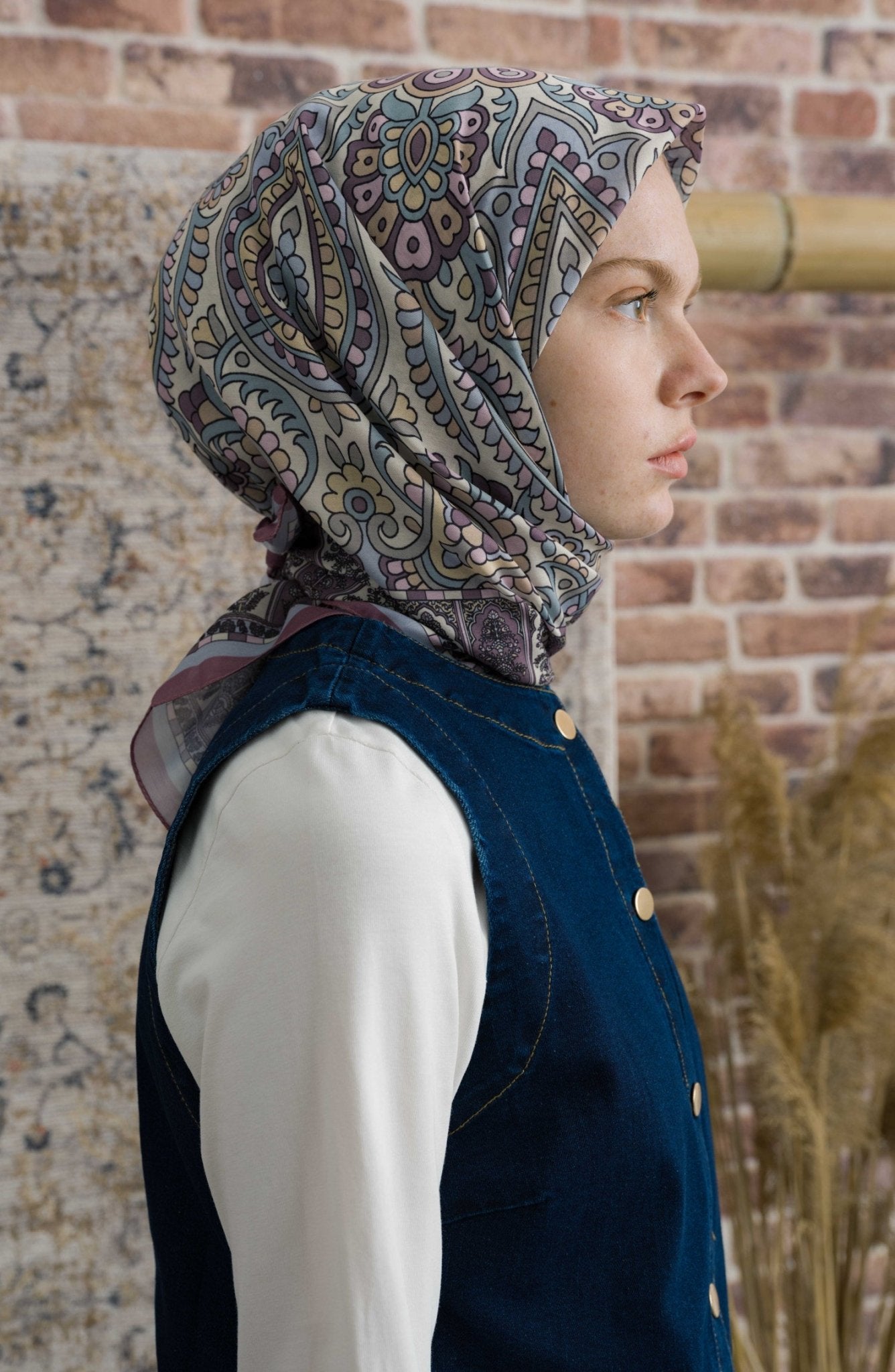 Royadia Soft Pembe Etnik Desenli Eşarp - Fatma Atasoy