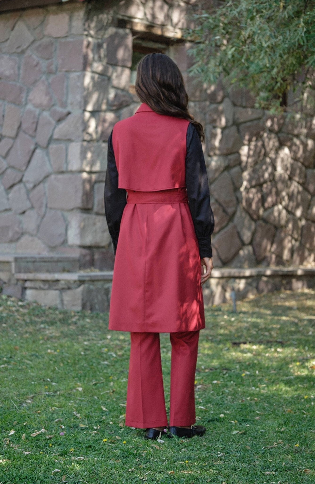 Rüzgarlıklı Bordo Gabardin Yelek - Fatma Atasoy