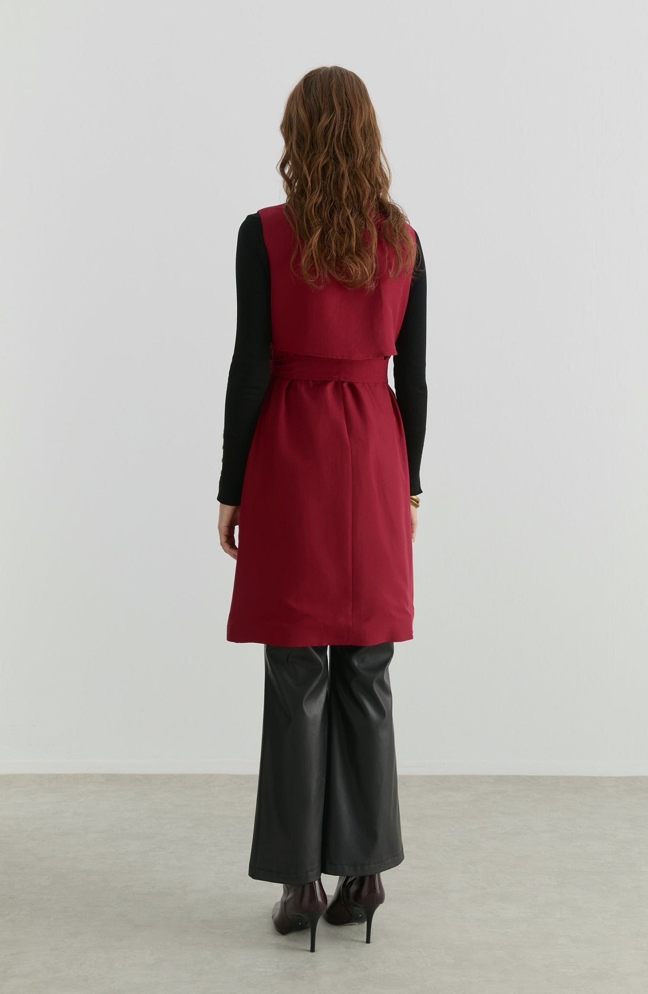 Rüzgarlıklı Bordo Trenç Yelek - Fatma Atasoy