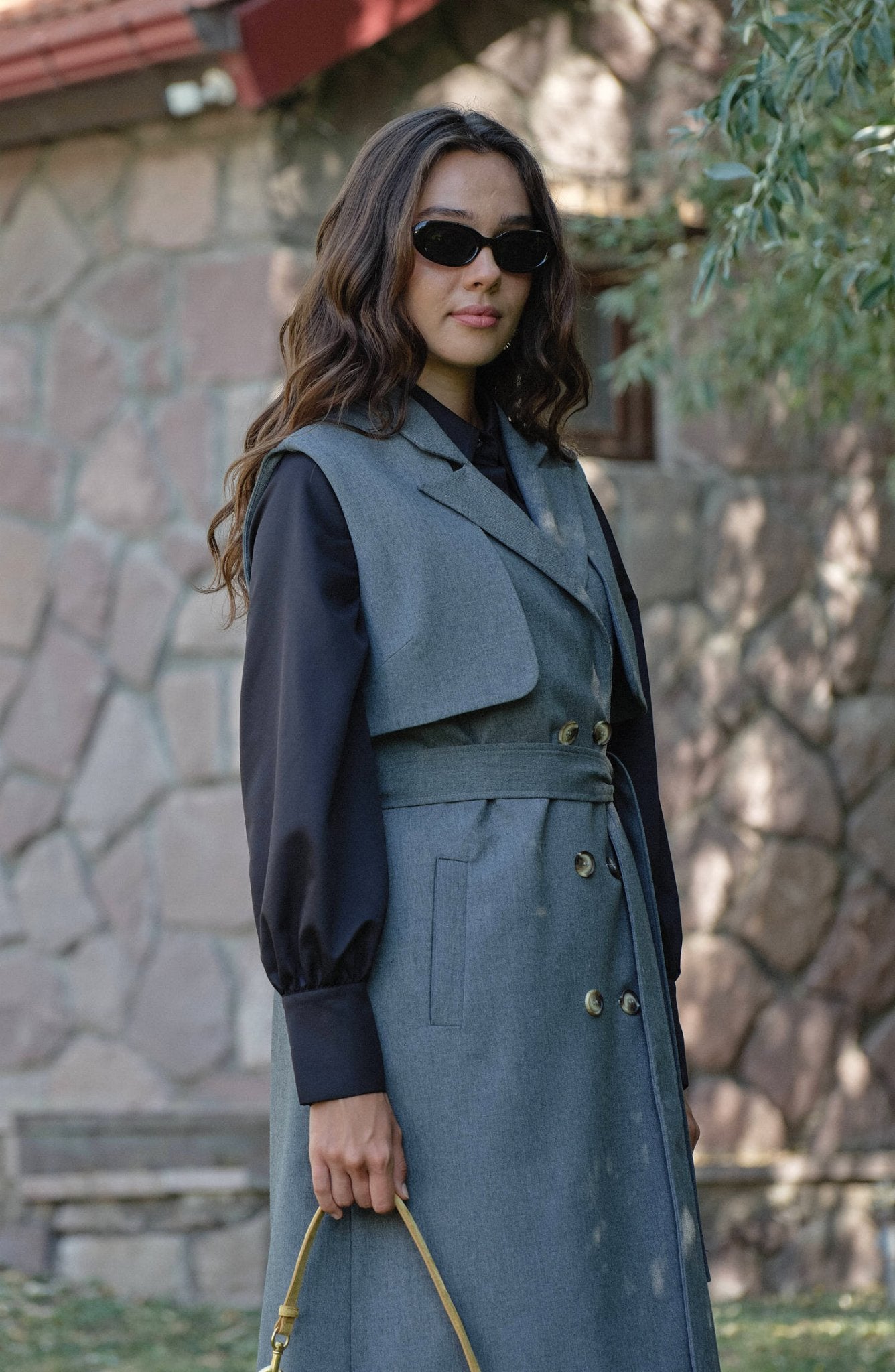 Rüzgarlıklı Gri Gabardin Yelek - Fatma Atasoy