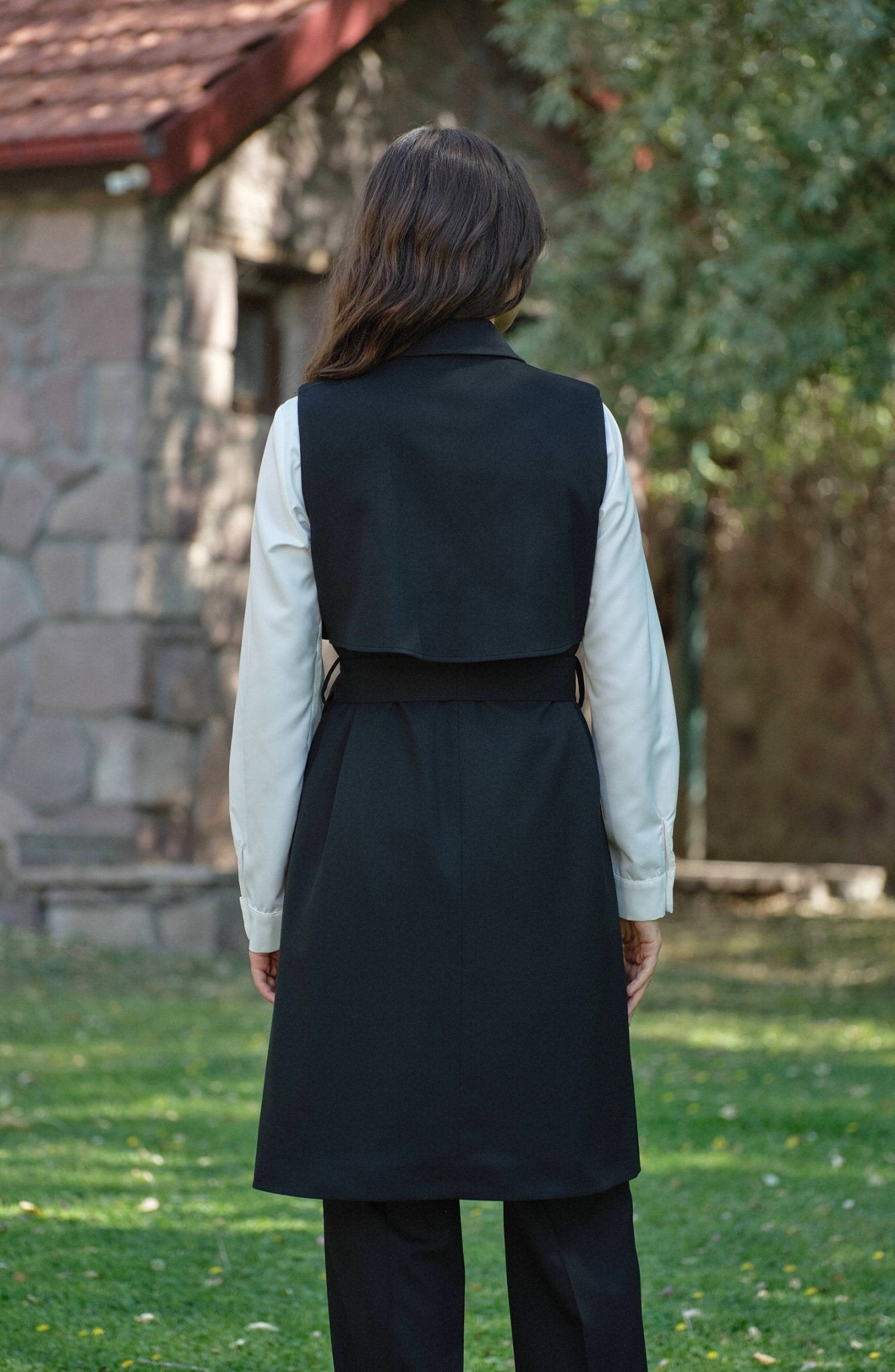 Rüzgarlıklı Siyah Gabardin Yelek - Fatma Atasoy