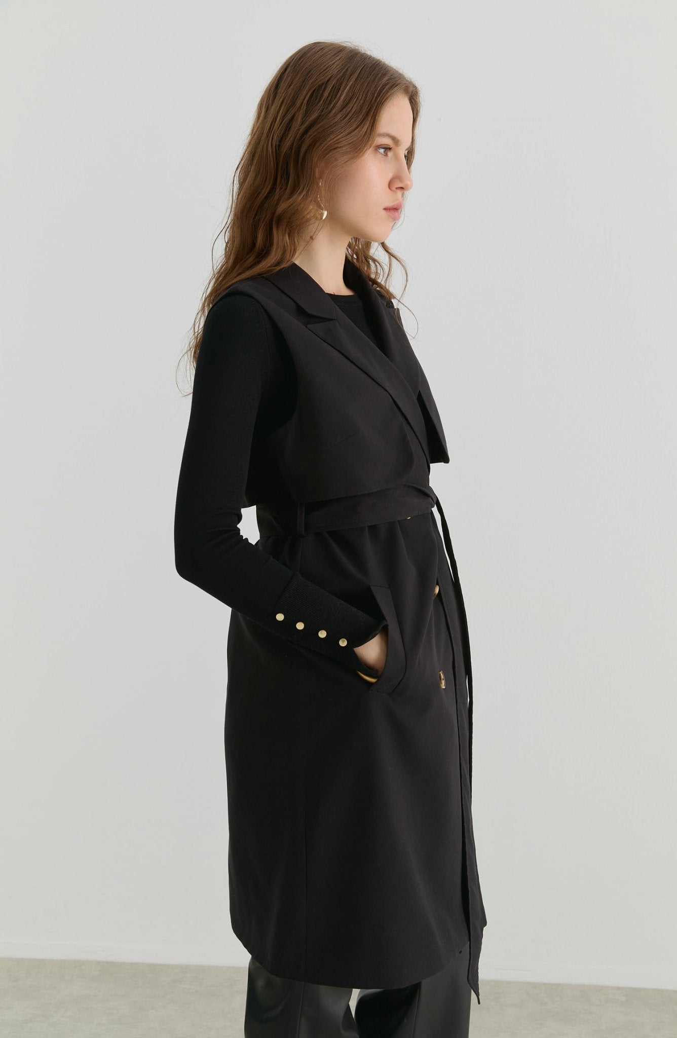 Rüzgarlıklı Siyah Trenç Yelek - Fatma Atasoy