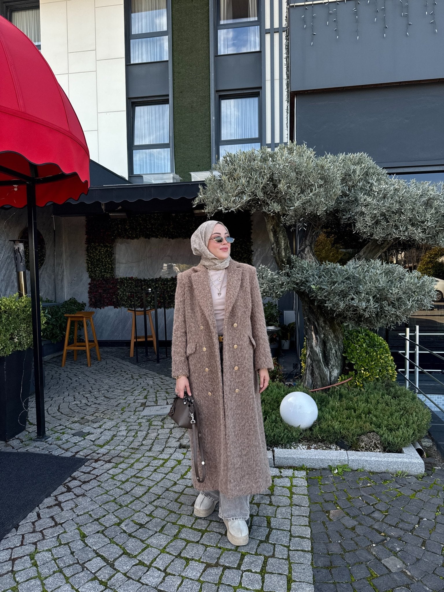 Sakallı Blazer Mocha Maksi Kaban - Fatma Atasoy