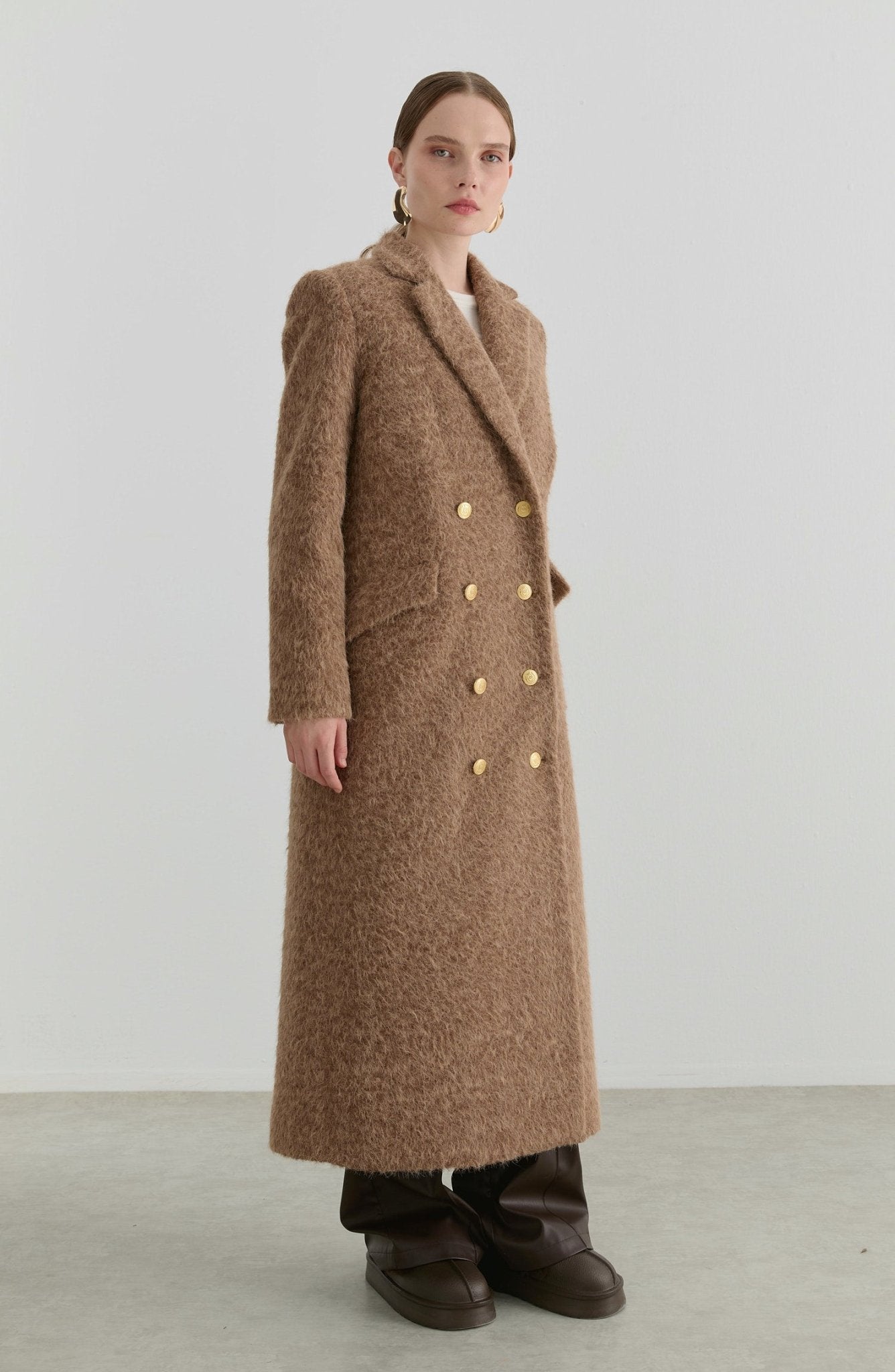 Sakallı Blazer Mocha Maksi Kaban - Fatma Atasoy