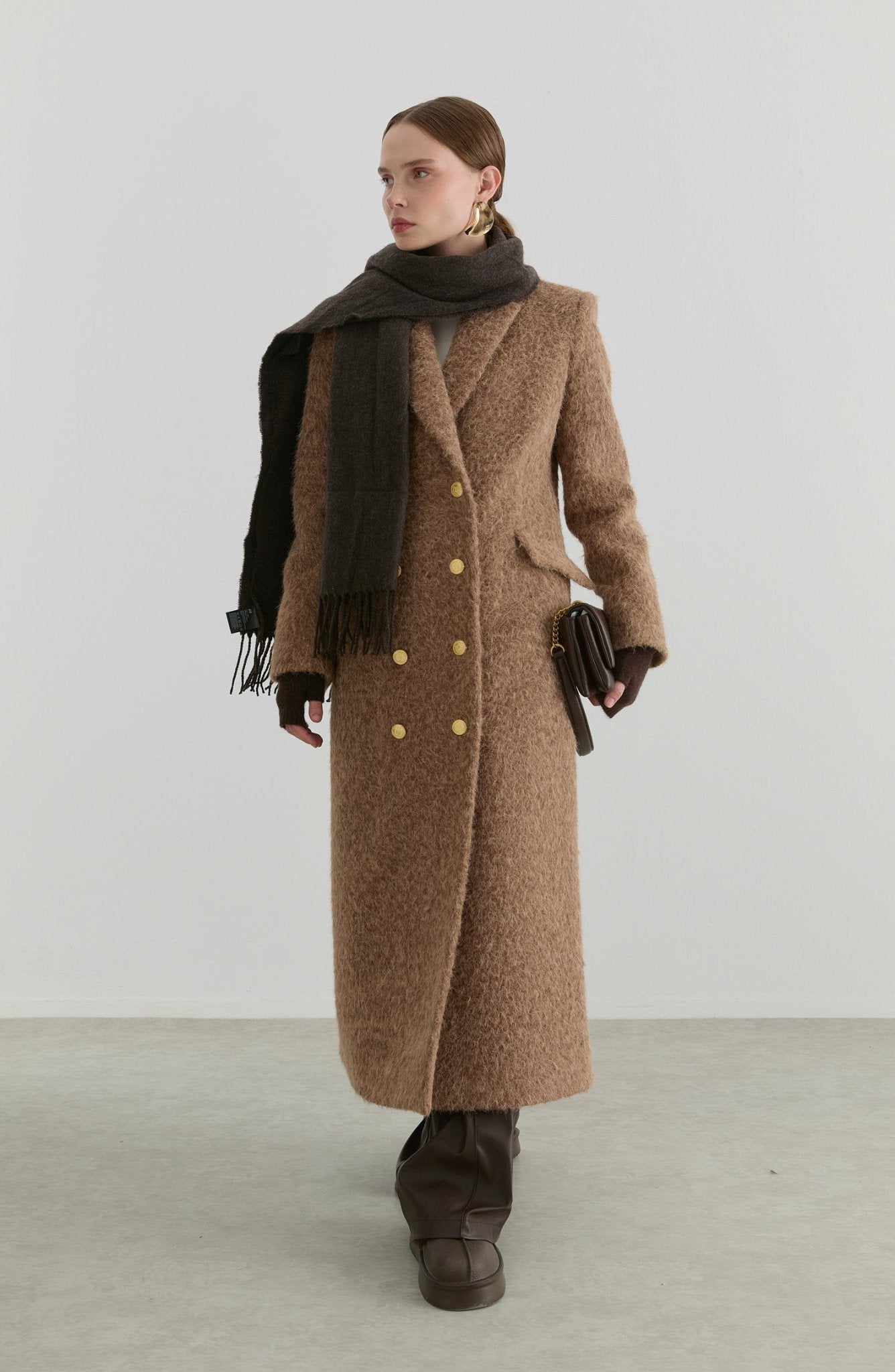 Sakallı Blazer Mocha Maksi Kaban - Fatma Atasoy