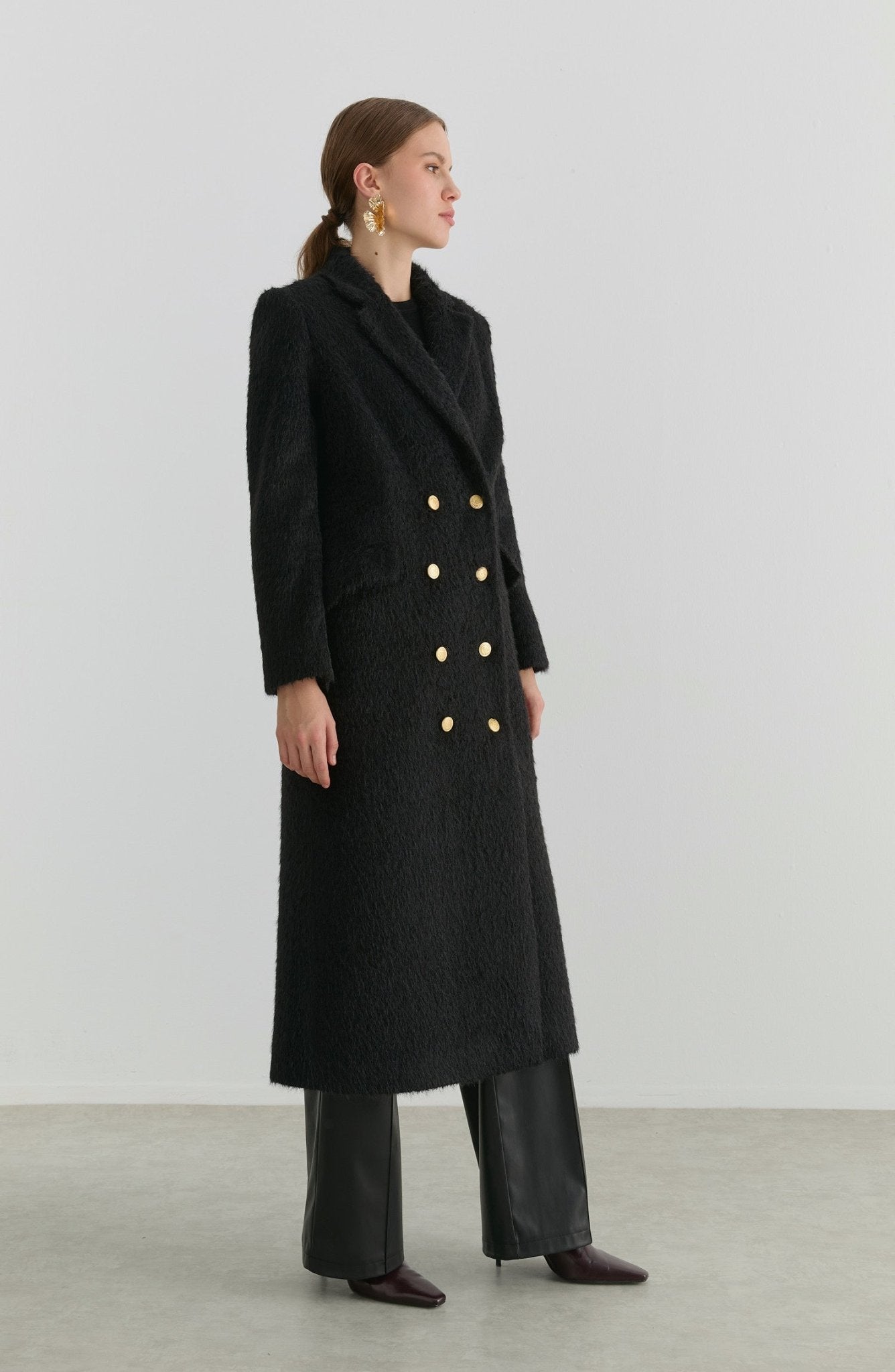 Sakallı Blazer Siyah Maksi Kaban - Fatma Atasoy