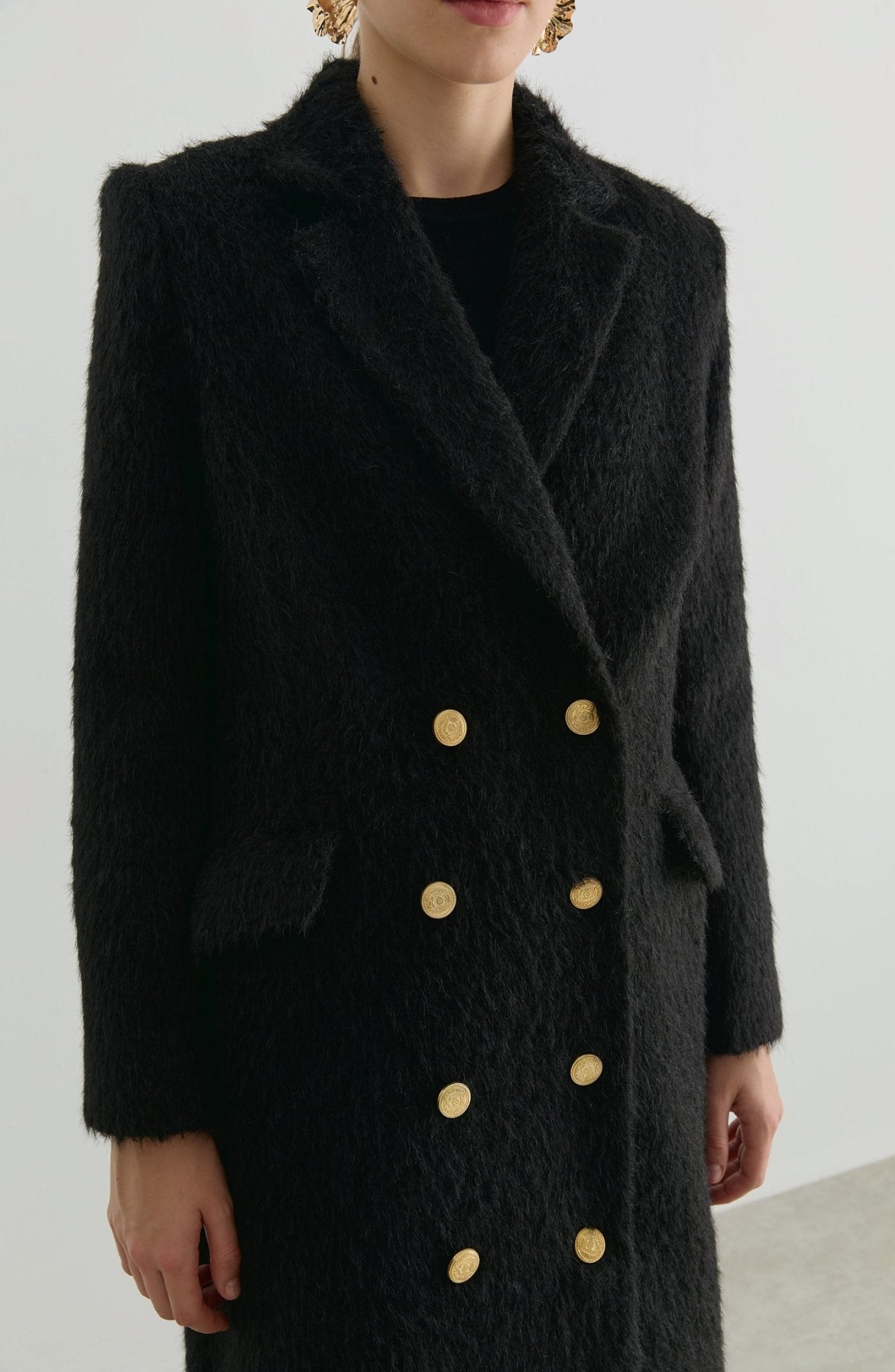 Sakallı Blazer Siyah Maksi Kaban - Fatma Atasoy