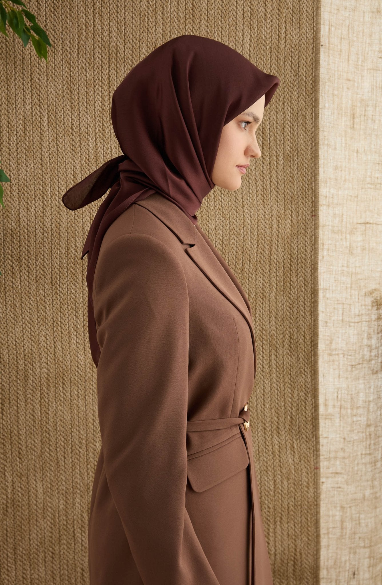 Saten Acı Kahve Janjan Eşarp - Fatma Atasoy