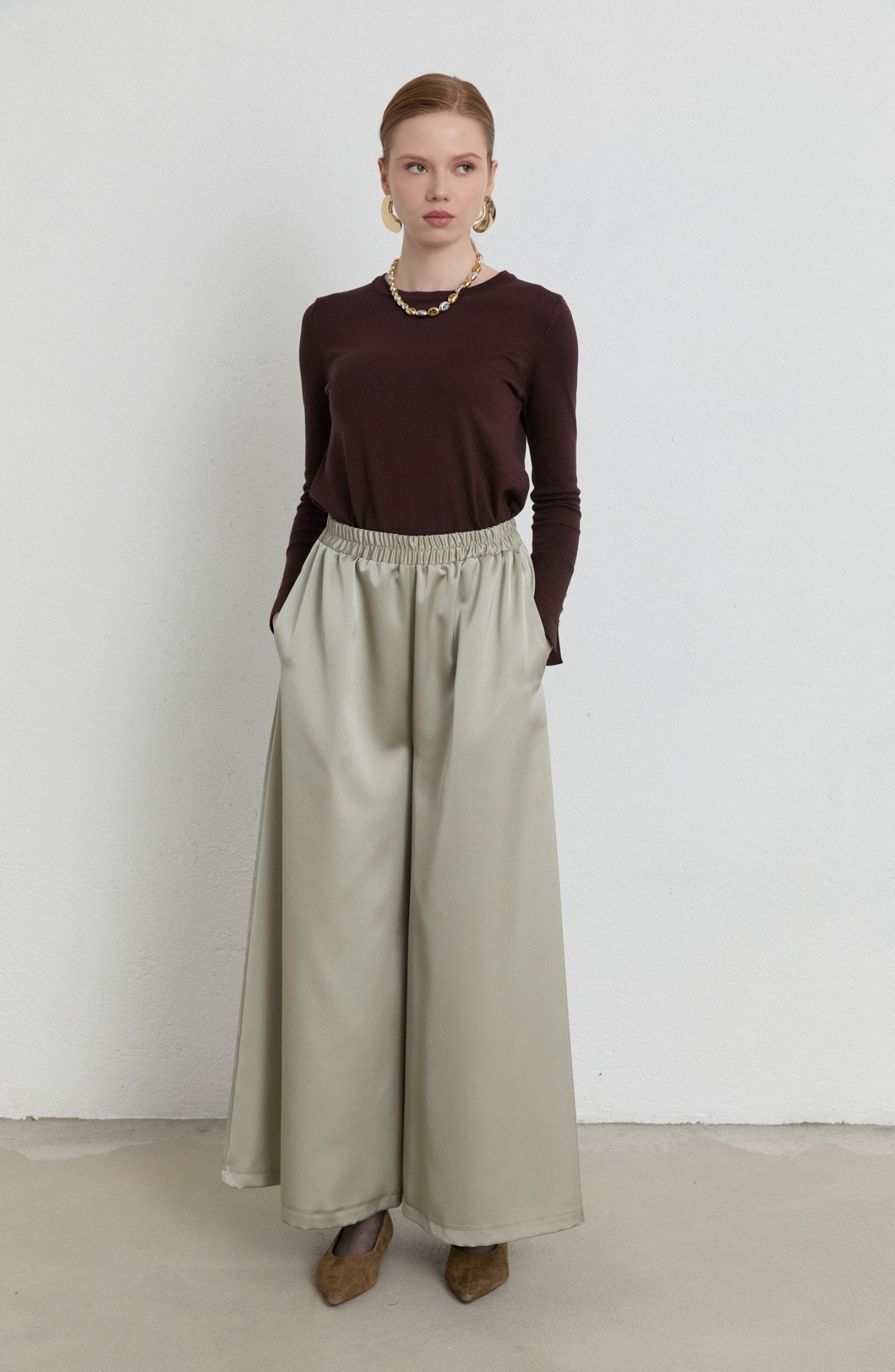 Saten Adaçayı Pantolon Etek - Fatma Atasoy