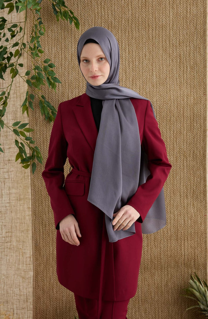 Saten Antrasit Janjan Şal - Fatma Atasoy