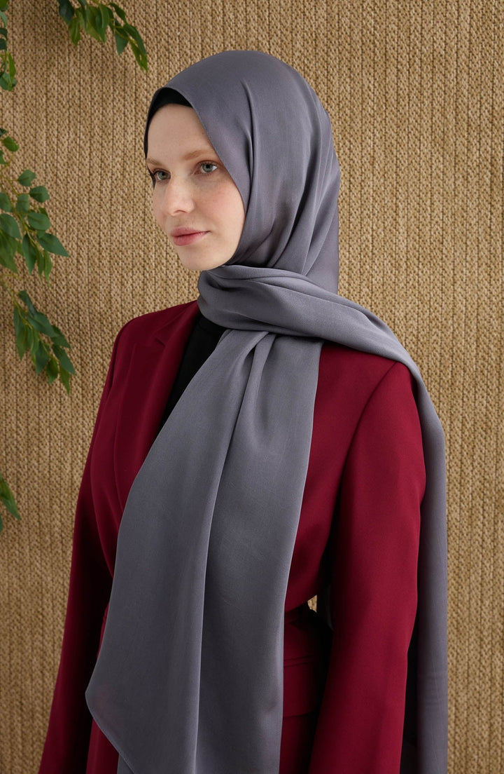 Saten Antrasit Janjan Şal - Fatma Atasoy