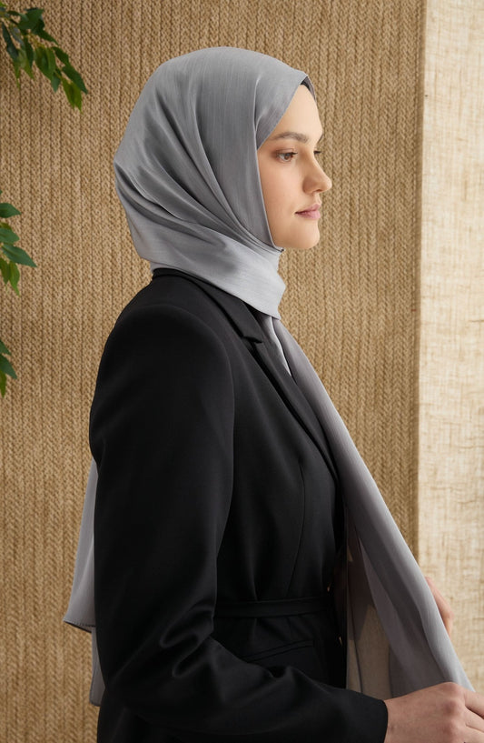 Saten Gümüş Janjan Şal - Fatma Atasoy