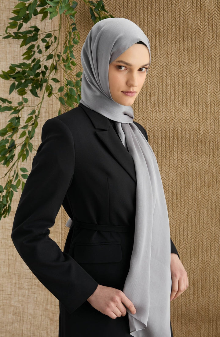 Saten Gümüş Janjan Şal - Fatma Atasoy