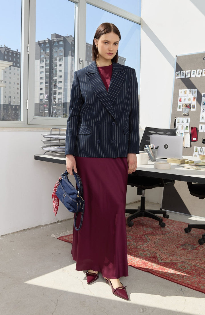 Saten Mürdüm Yarım Balık Etek - Fatma Atasoy