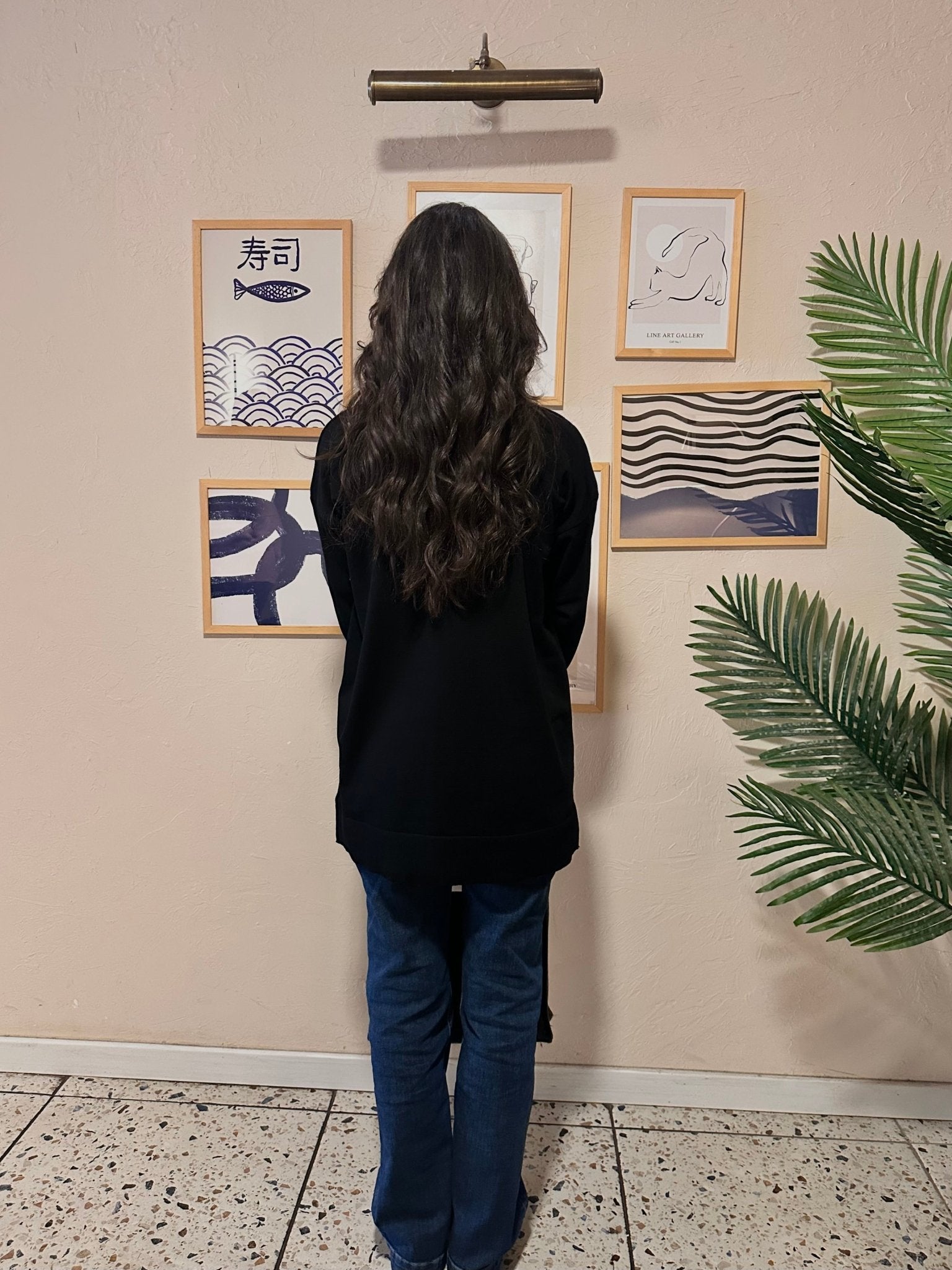 Simli Baklava Desen Siyah Merserize Kazak - Fatma Atasoy