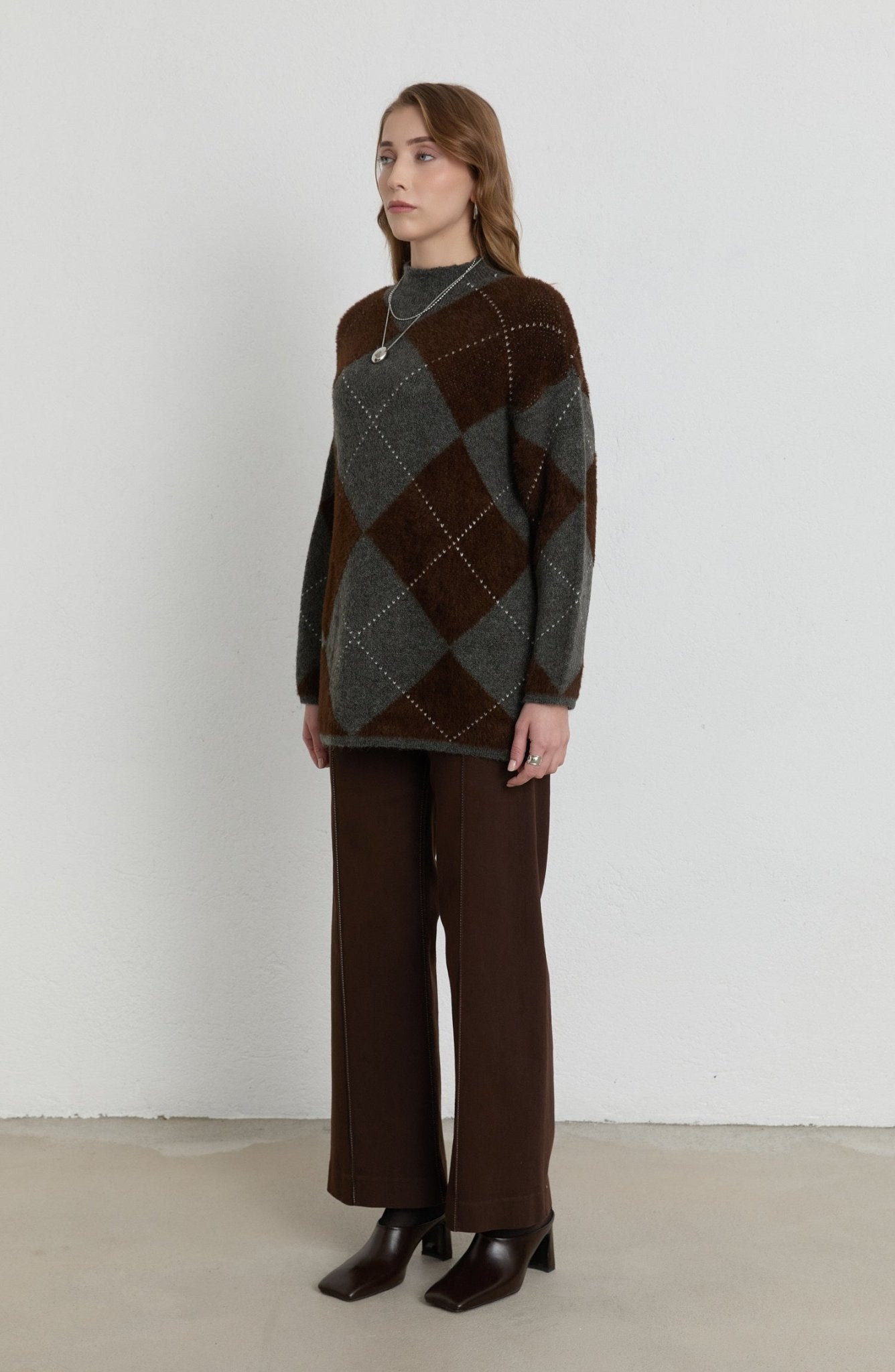 Spor Dikişli Kahverengi Culotte Denim Pantolon - Fatma Atasoy