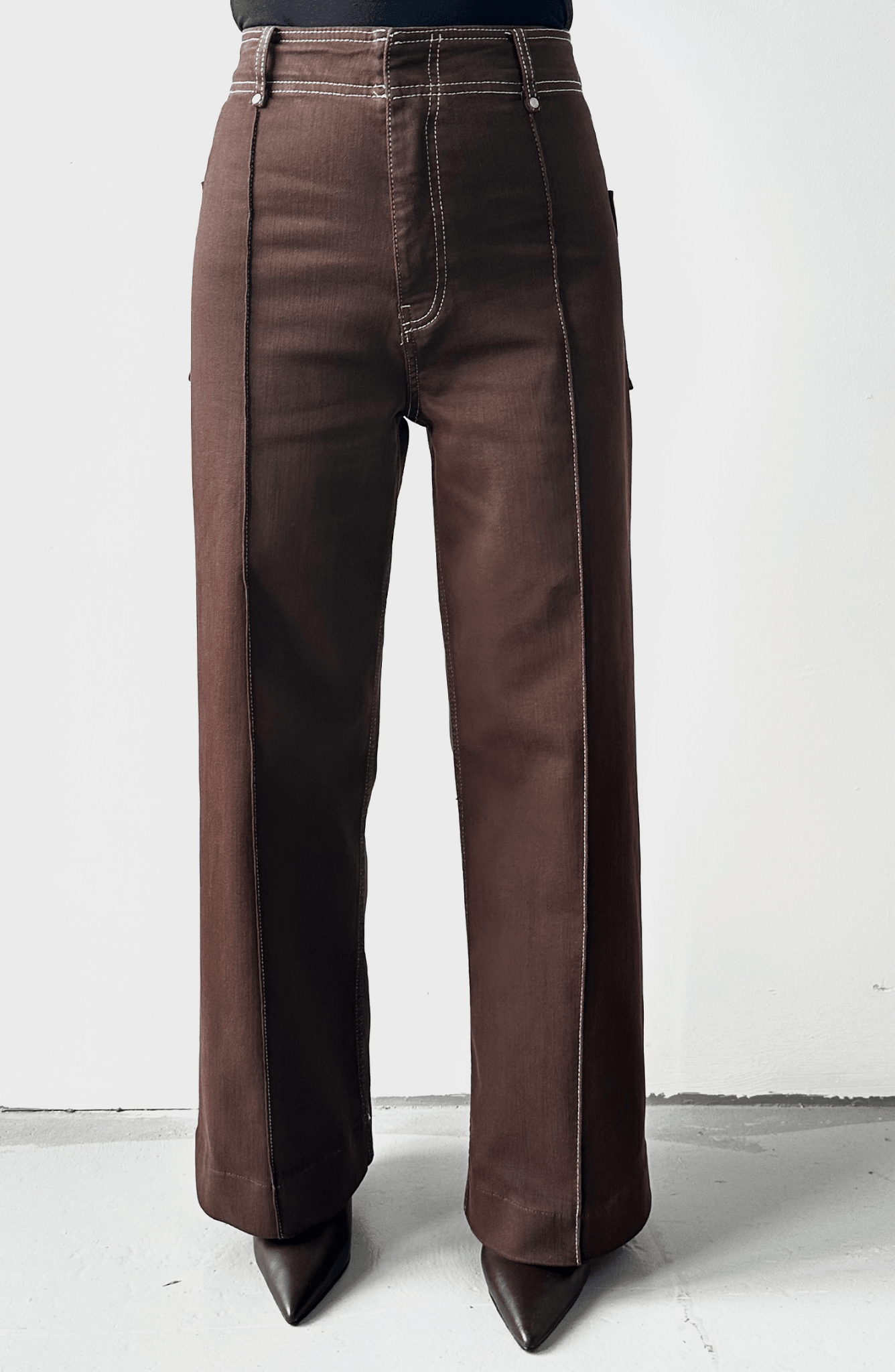 Spor Dikişli Kahverengi Culotte Denim Pantolon - Fatma Atasoy