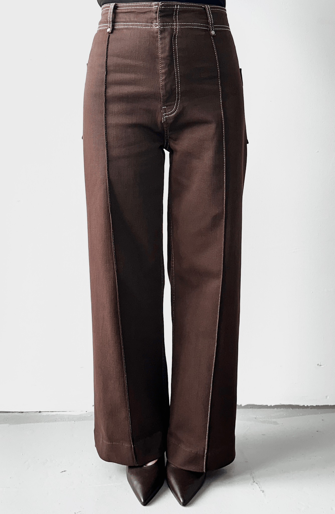 Spor Dikişli Kahverengi Culotte Denim Pantolon - Fatma Atasoy