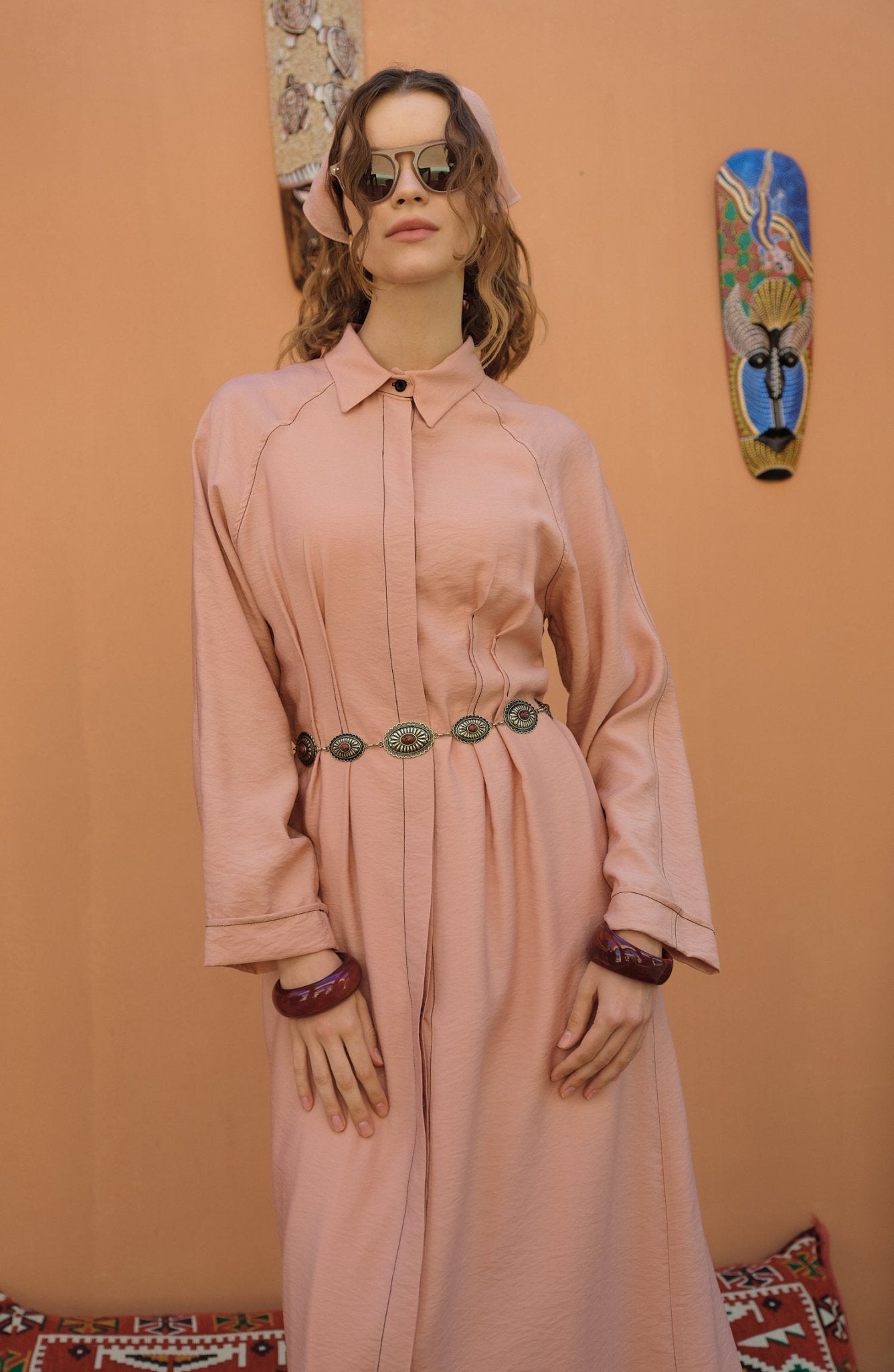 Spor Dikişli Nervürlü Soft Pembe Elbise - Fatma Atasoy