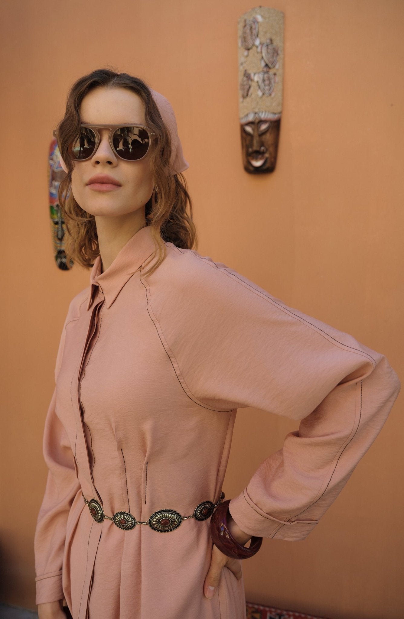 Spor Dikişli Nervürlü Soft Pembe Elbise - Fatma Atasoy