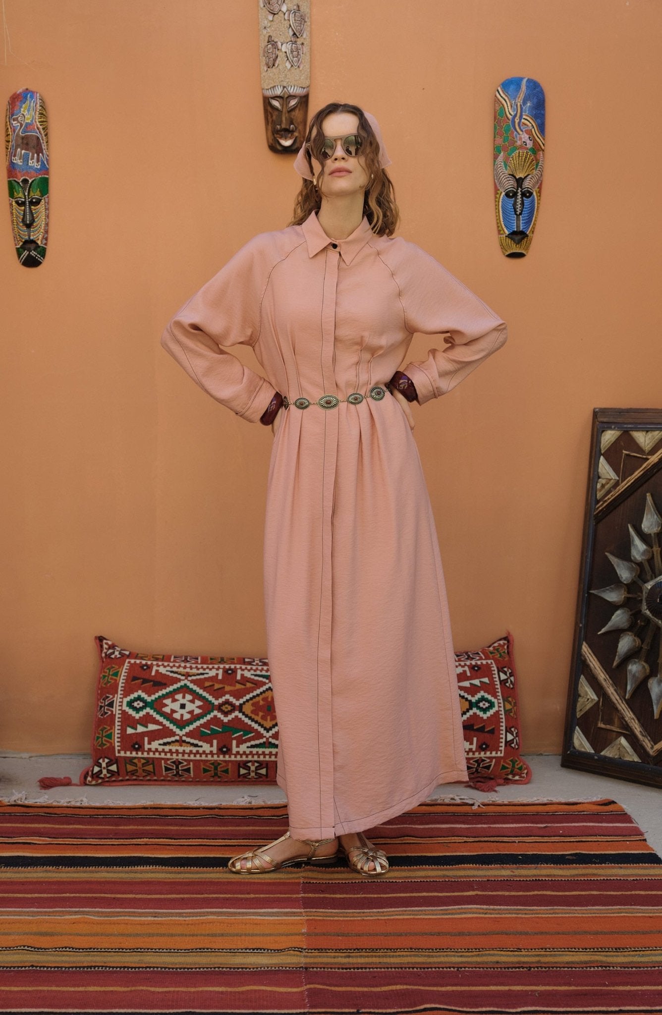 Spor Dikişli Nervürlü Soft Pembe Elbise - Fatma Atasoy