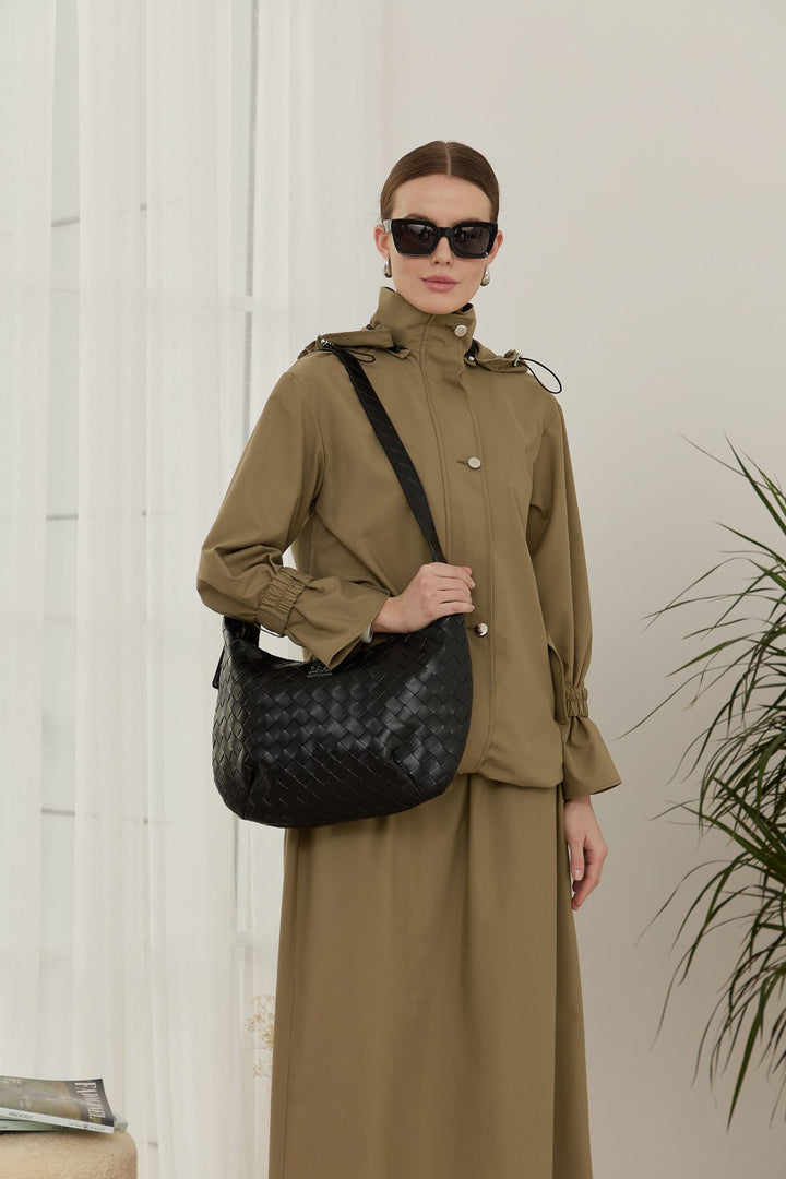 Stoperli Midi Yağmurluk Trenç Haki - Fatma Atasoy