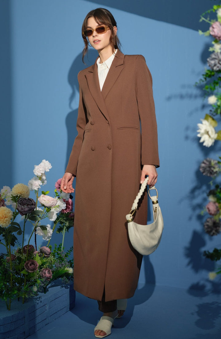 Tam Boy Maksi Ceket Çikolata Kahve - Fatma Atasoy