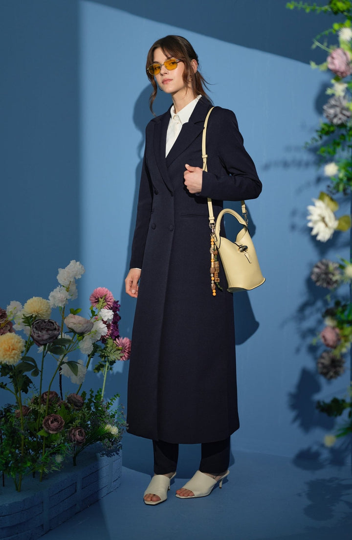 Tam Boy Maksi Ceket Lacivert - Fatma Atasoy