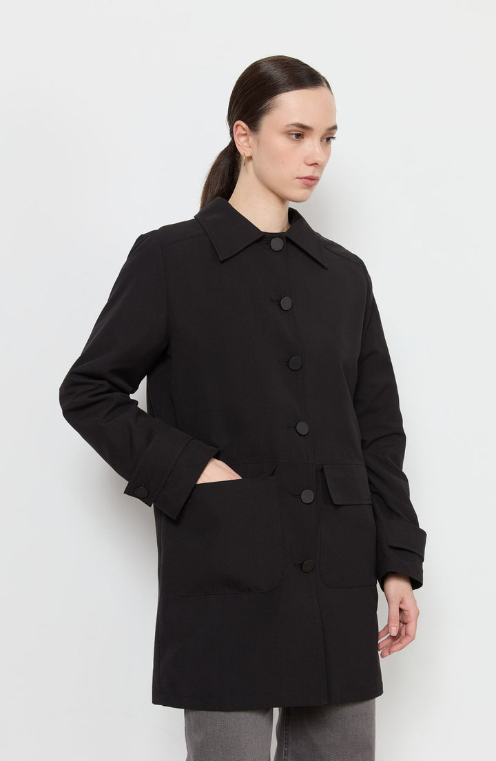 Torba Cepli Siyah Trençkot - Fatma Atasoy