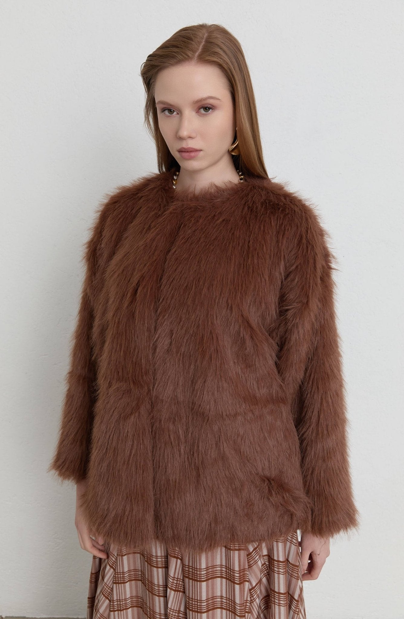 Tüylü Kahverengi Kürk Kaban - Fatma Atasoy