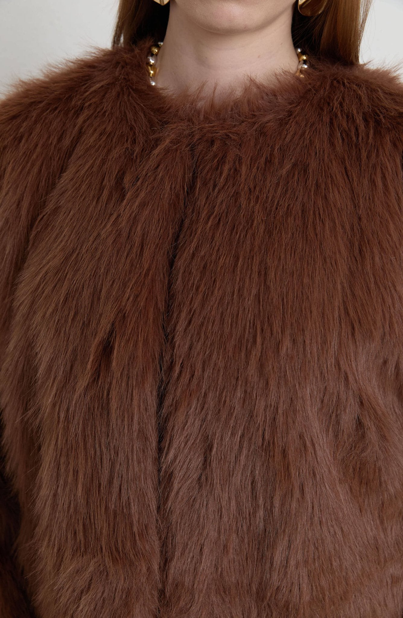 Tüylü Kahverengi Kürk Kaban - Fatma Atasoy