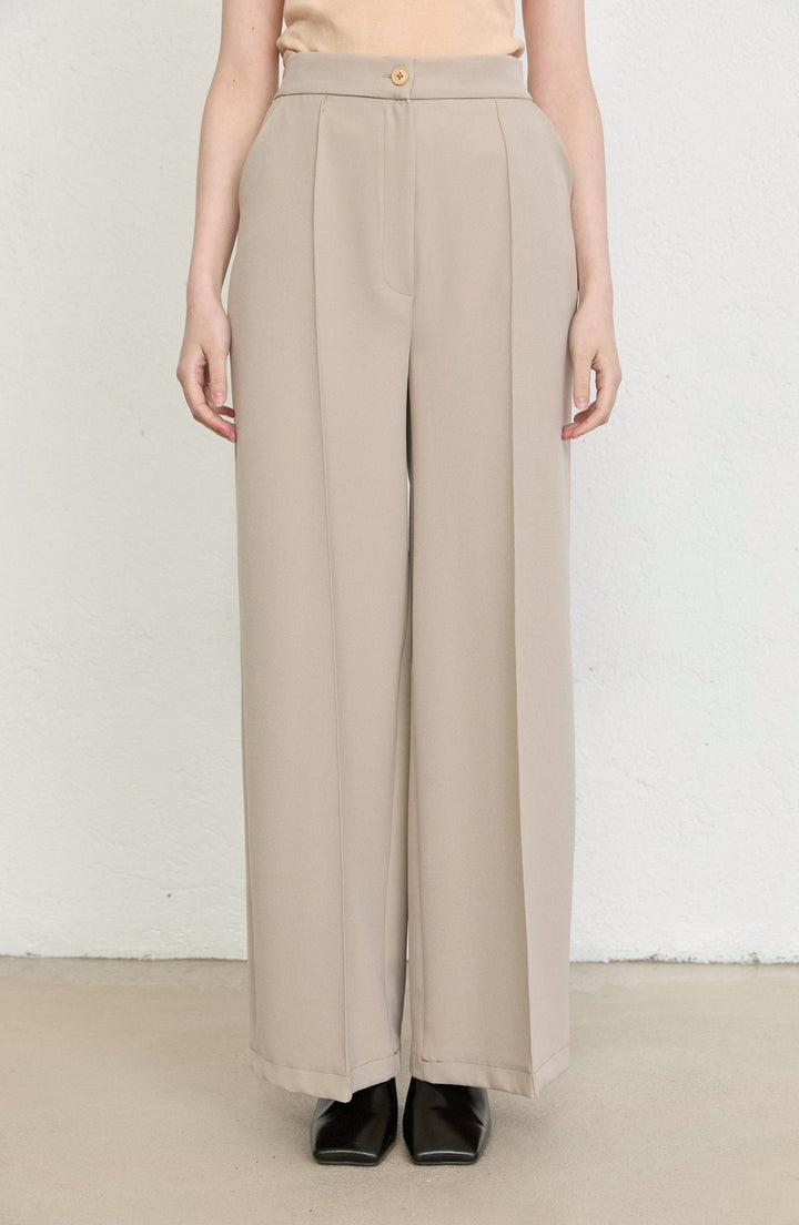 Ütü İzli Bej Pantolon - Fatma Atasoy