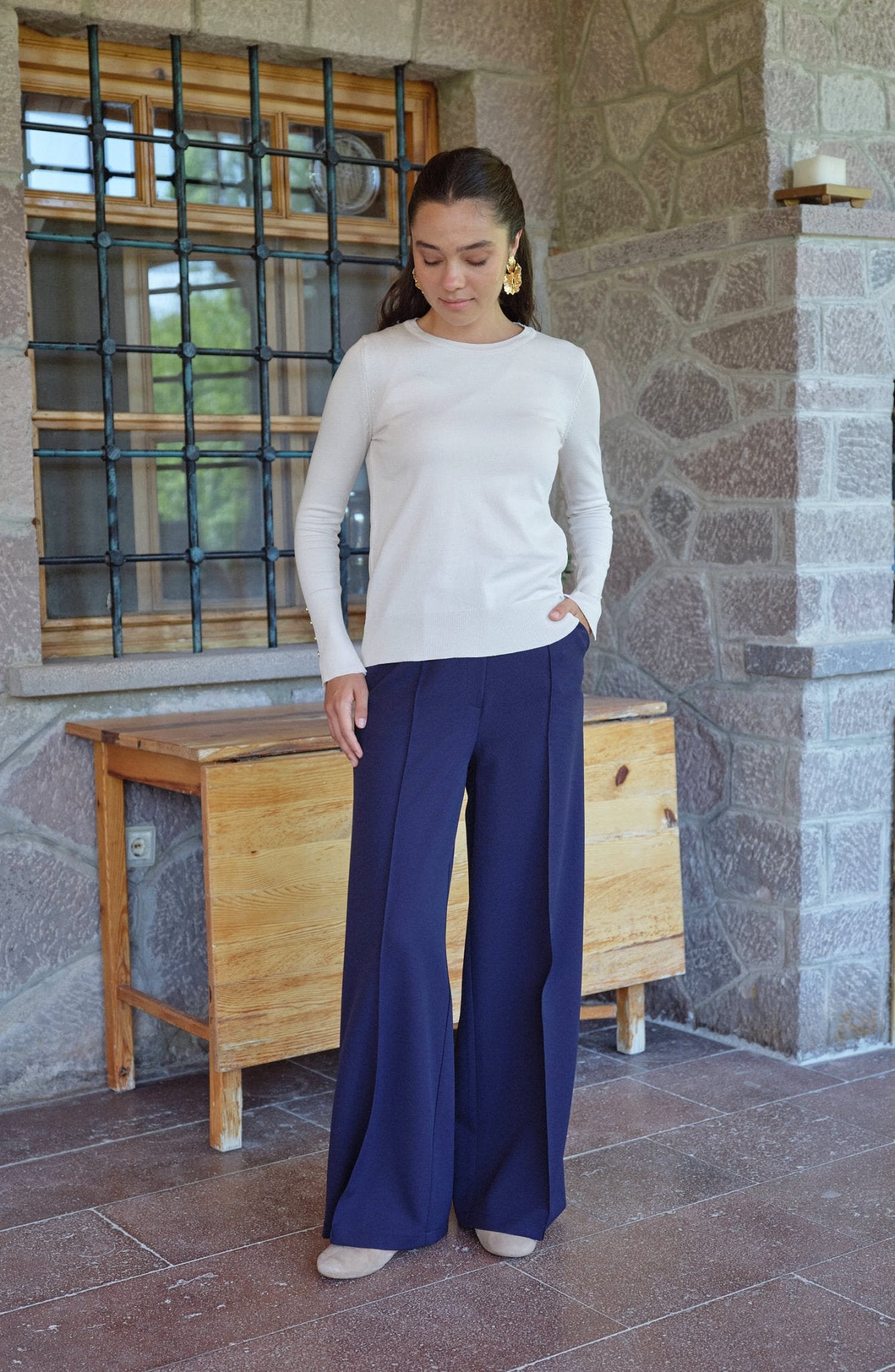 Ütü İzli Lacivert Pantolon - Fatma Atasoy