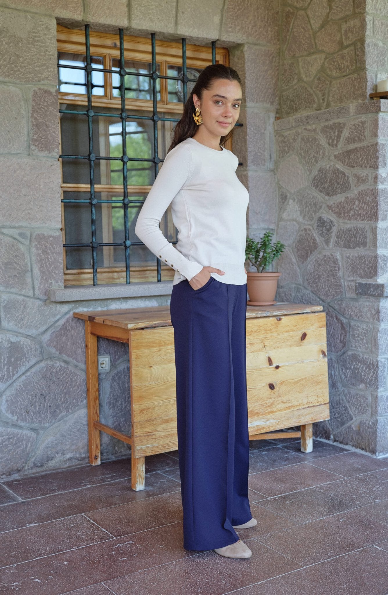 Ütü İzli Lacivert Pantolon - Fatma Atasoy