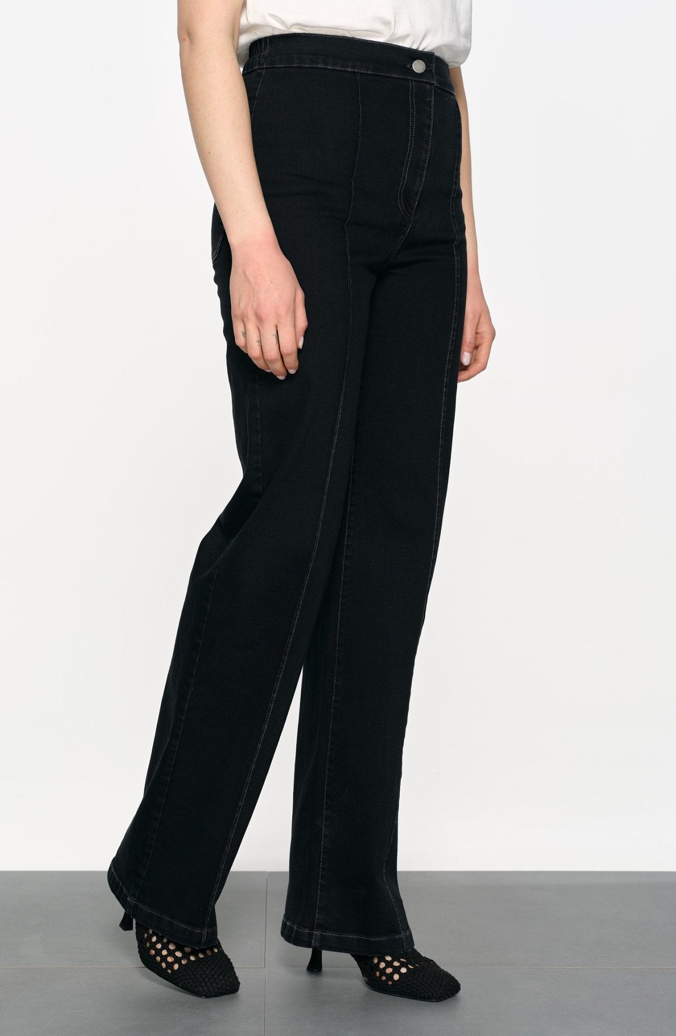 Ütü İzli Palazzo Siyah Denim Pantolon - Fatma Atasoy