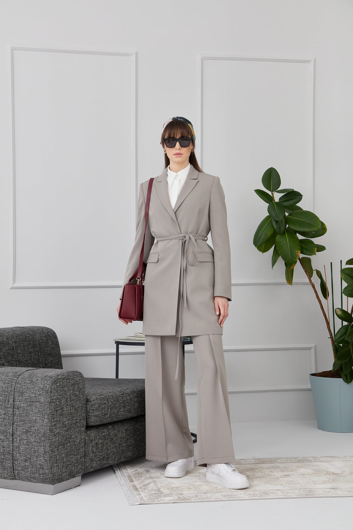 Ütü İzli Pantolon Gri - Fatma Atasoy