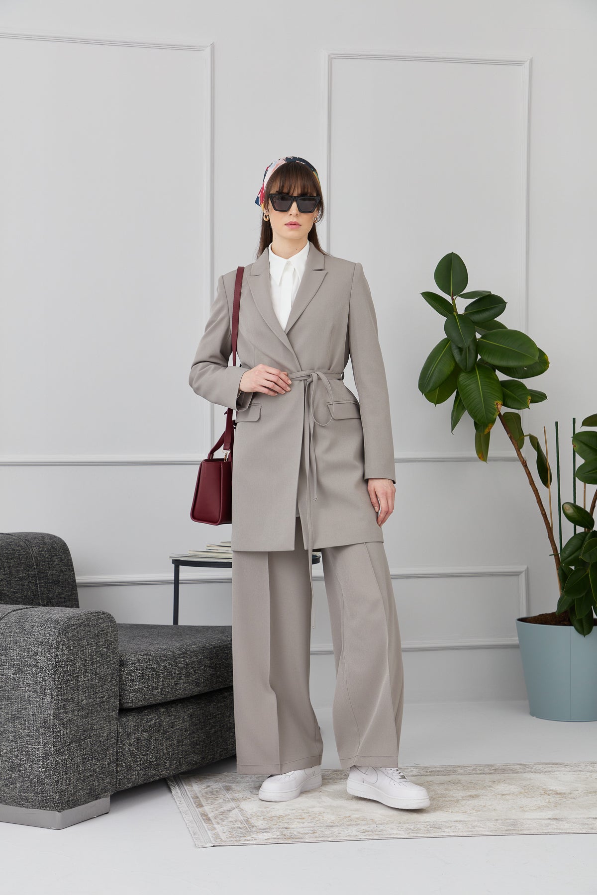 Ütü İzli Pantolon Gri - Fatma Atasoy