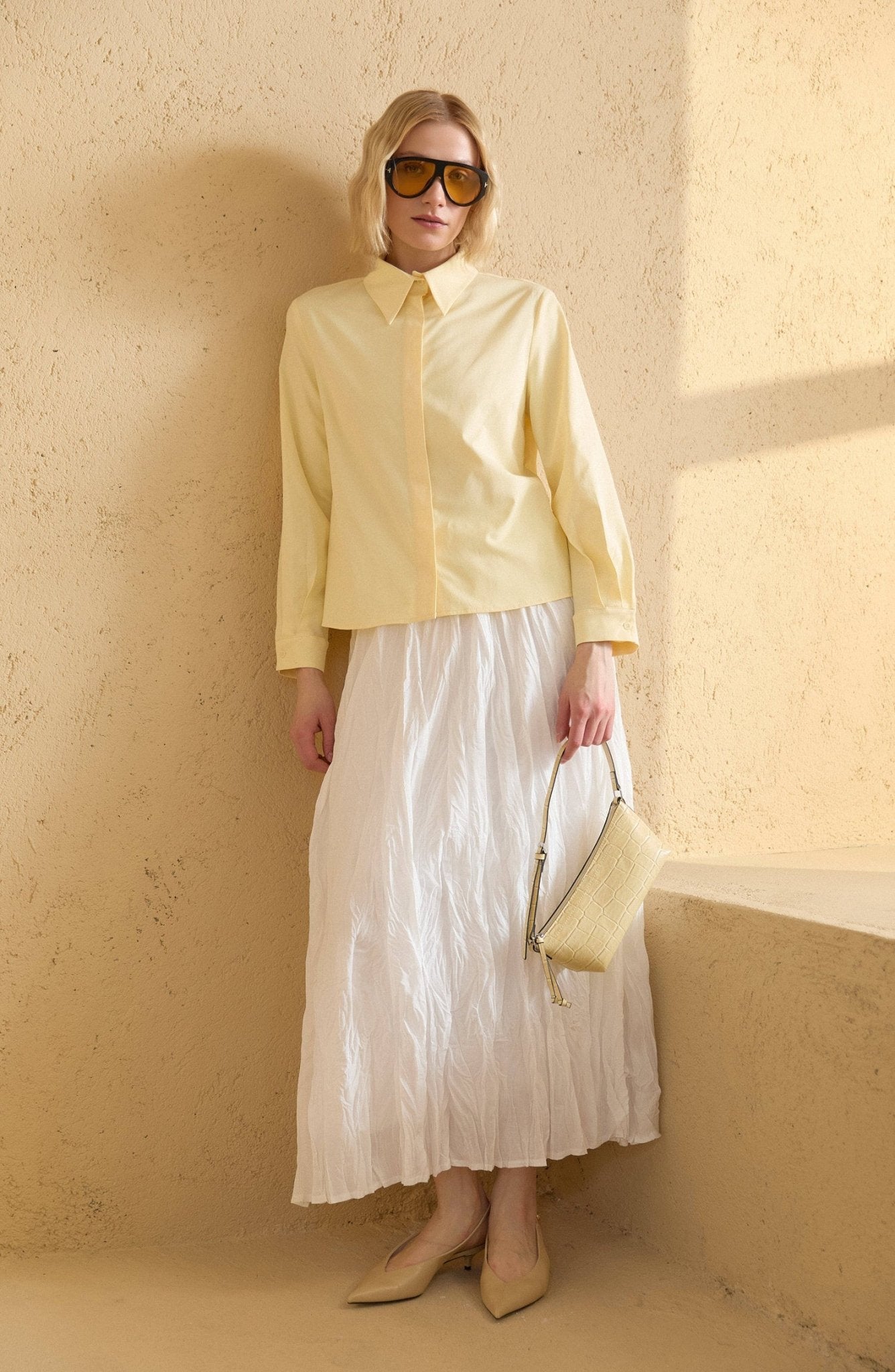 Vual Ekru Crash Etek - Fatma Atasoy