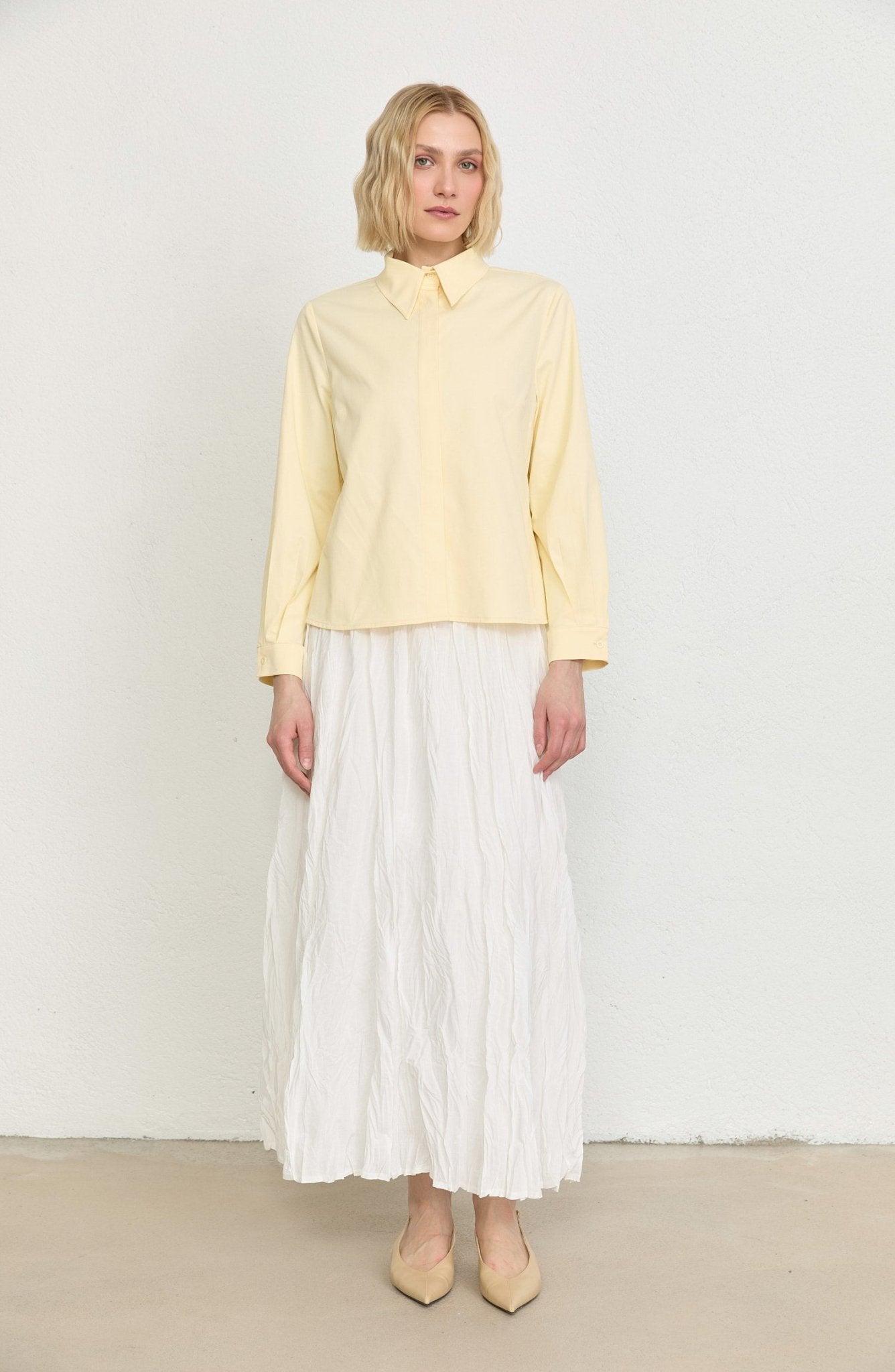 Vual Ekru Crash Etek - Fatma Atasoy