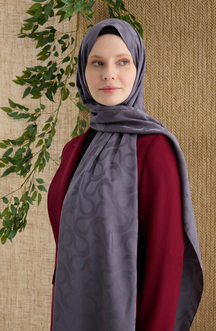 Wave Antrasit Jakarlı Şal - Fatma Atasoy