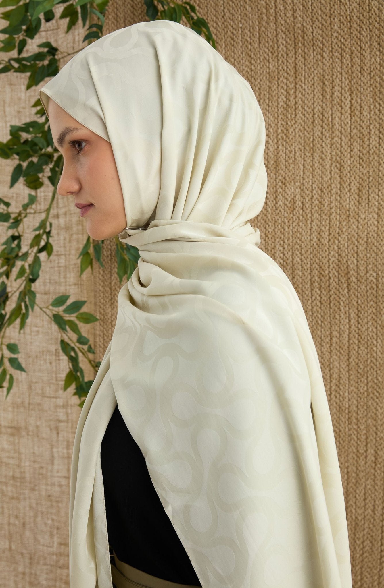 Wave Ekru Jakarlı Şal - Fatma Atasoy