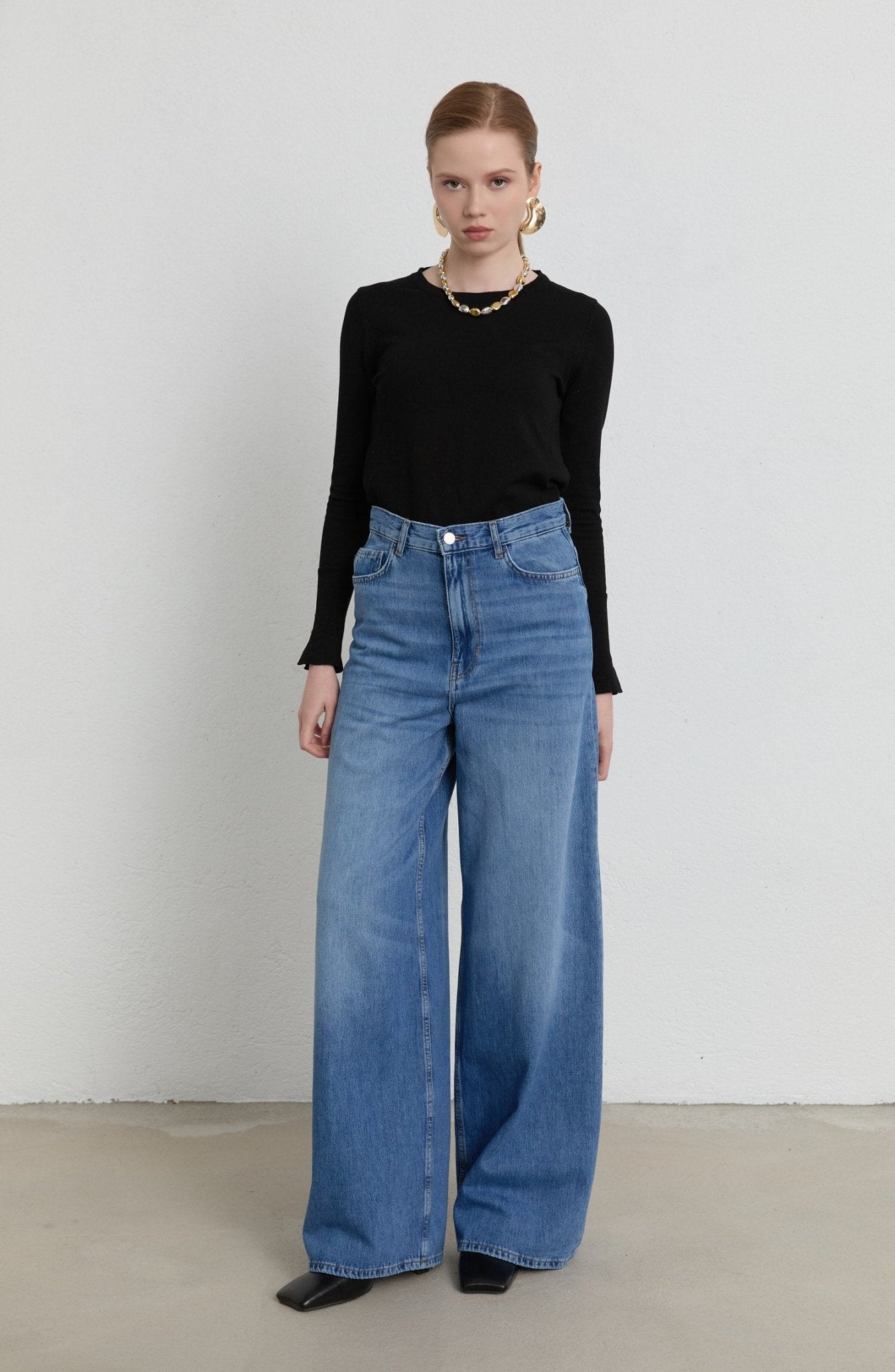 Wide Leg Mavi Denim Pantolon - Fatma Atasoy